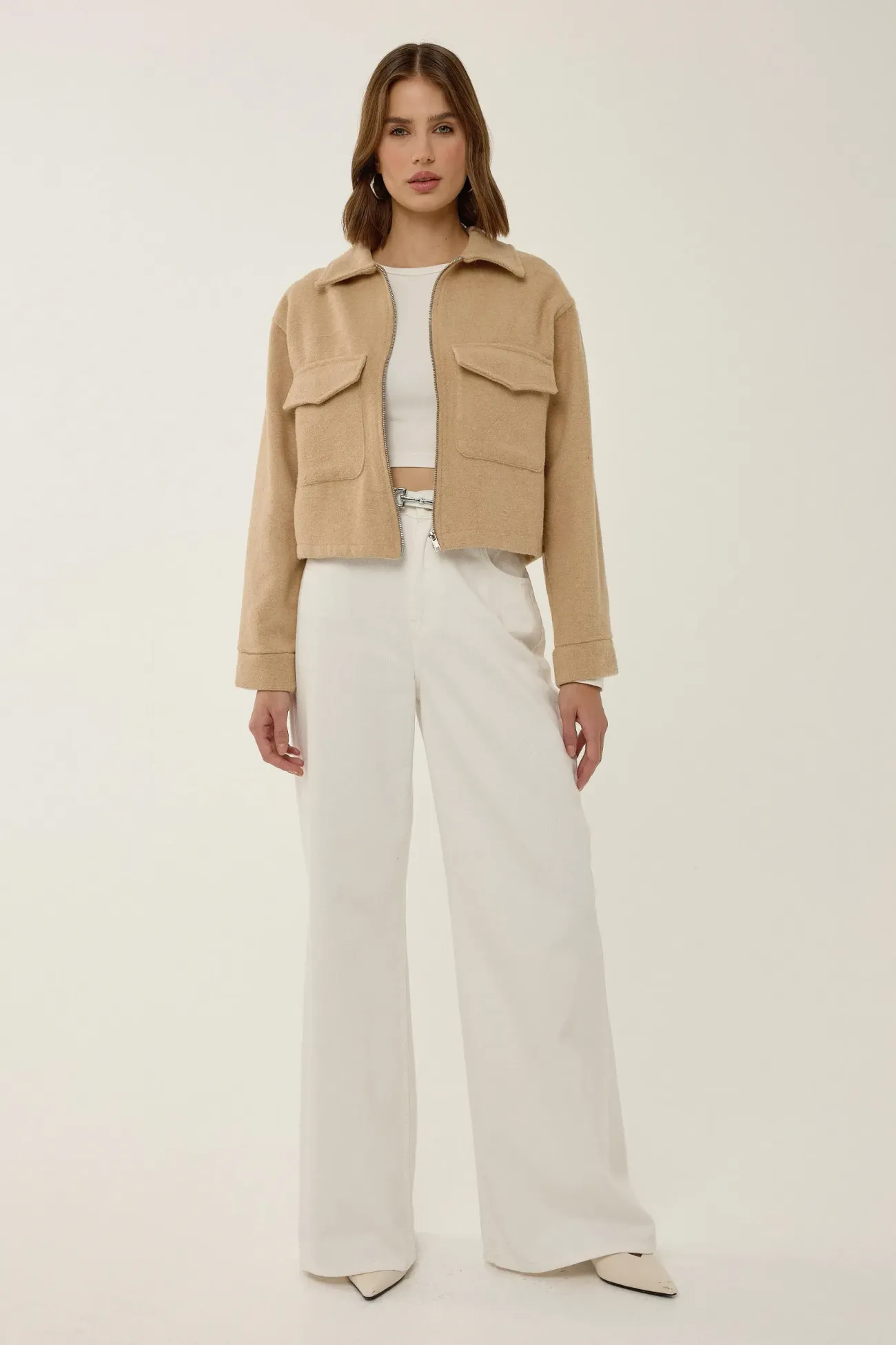 Zippered Jacket with Shirt Collar 2