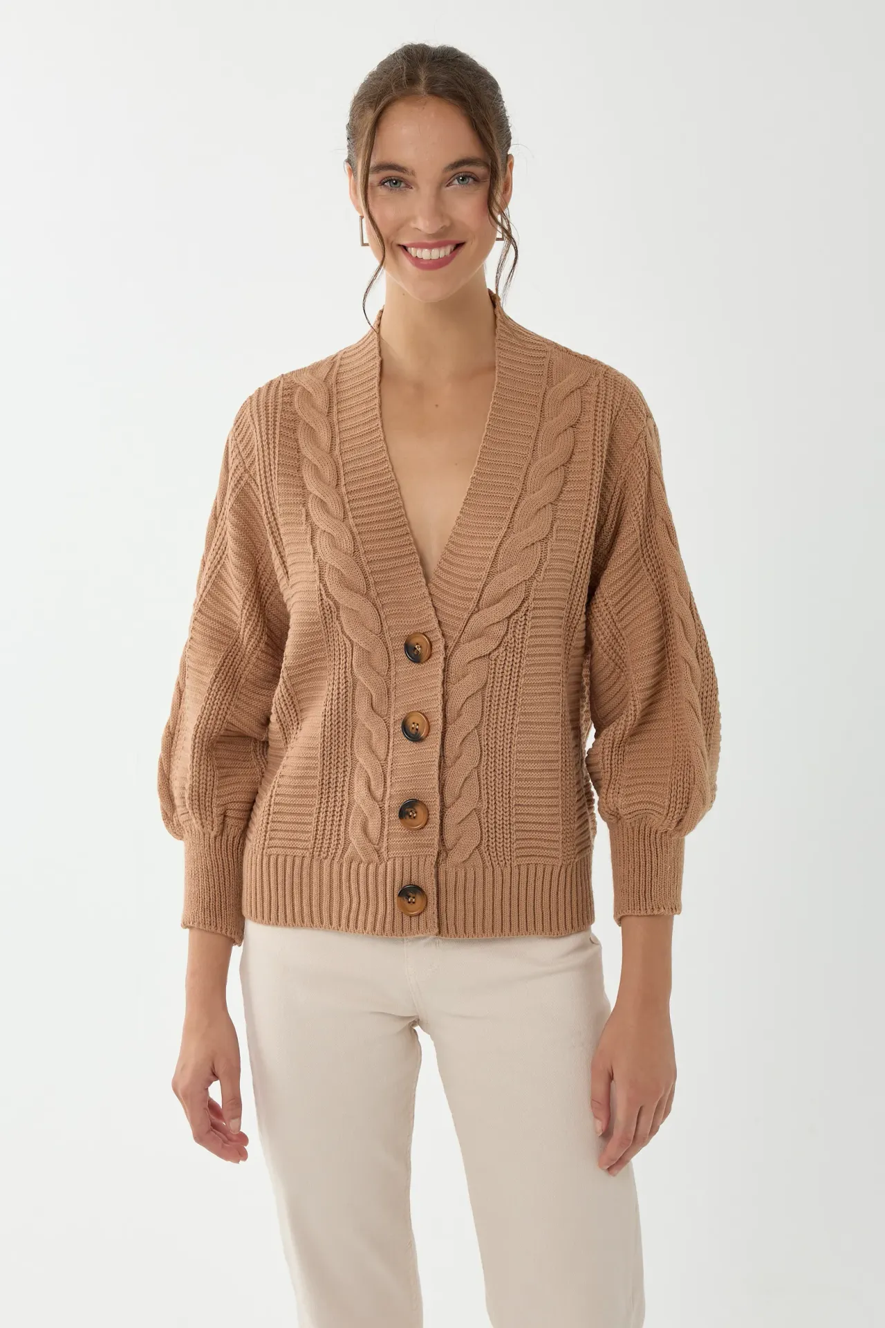 V-Neck Buttoned Cardigan