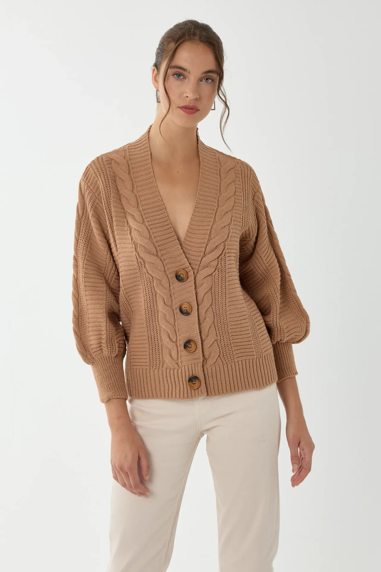 V-Neck Buttoned Cardigan