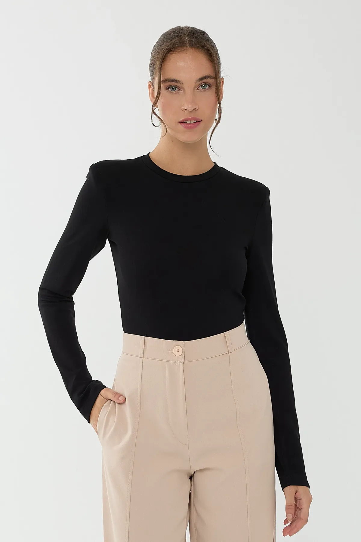 Solid Long Sleeve Bodysuit 1
