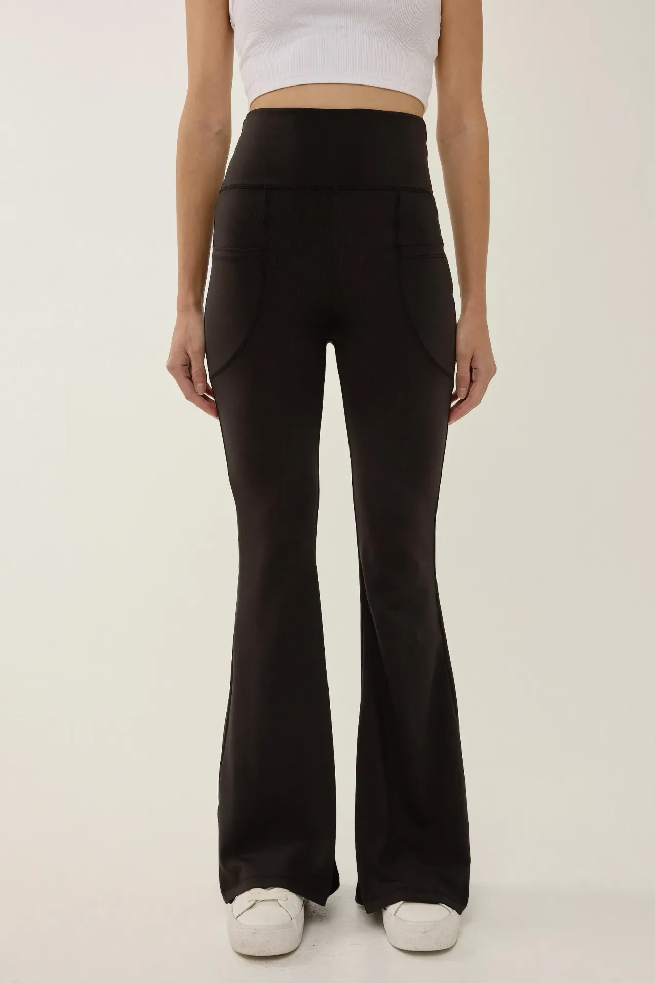 High Waist Wide Leg Leggings with Pockets