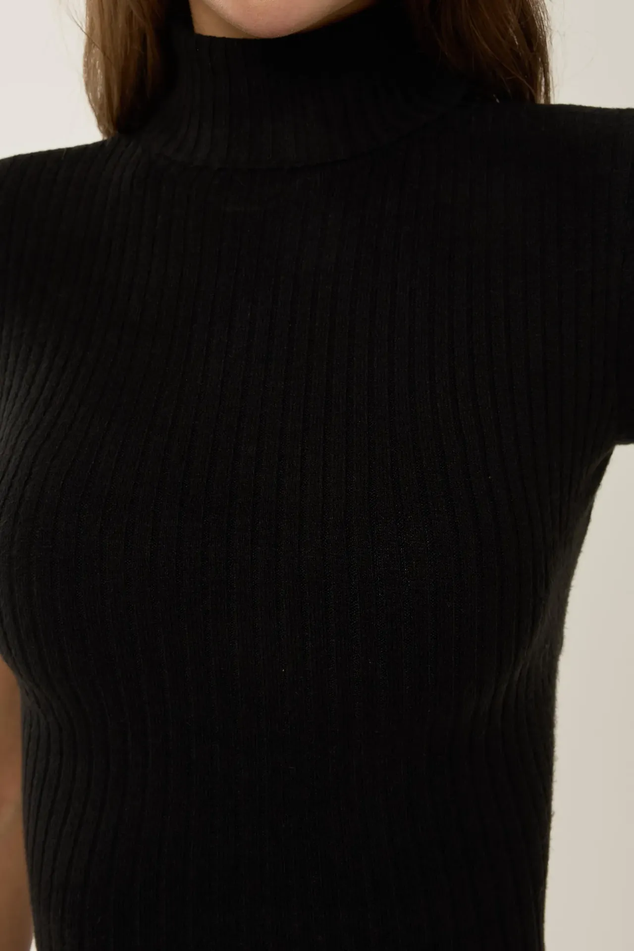 Slim Fit Turtleneck Knitted Crop Top