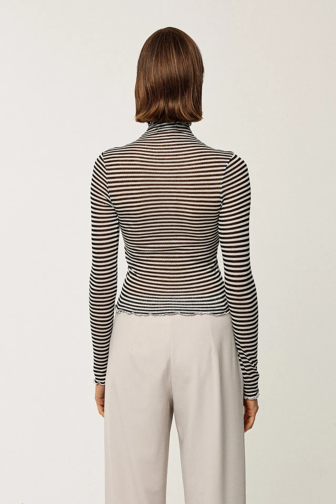 Striped Half Turtleneck Top 