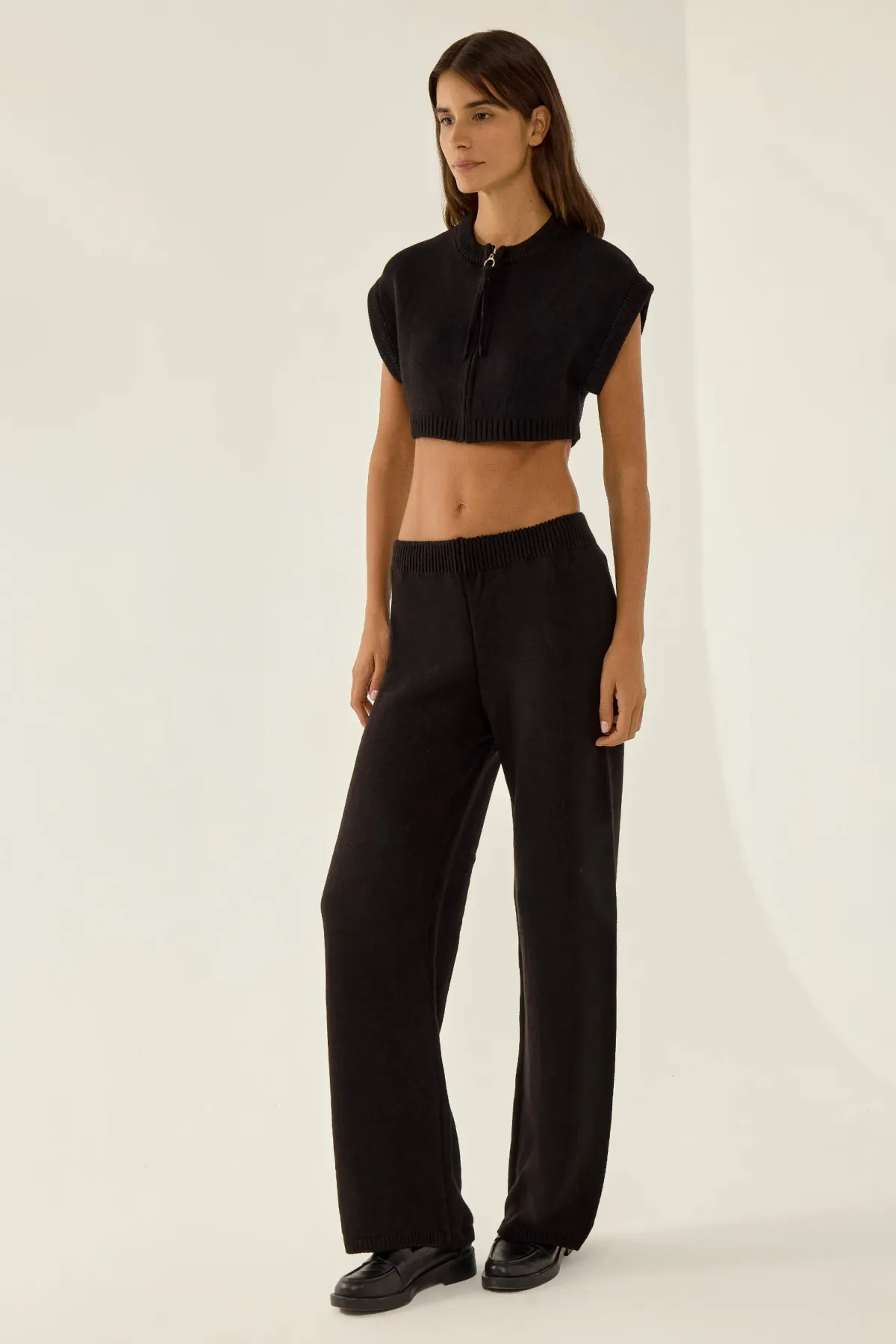 Crop Top With Zipper & Pants Knit Coord 4