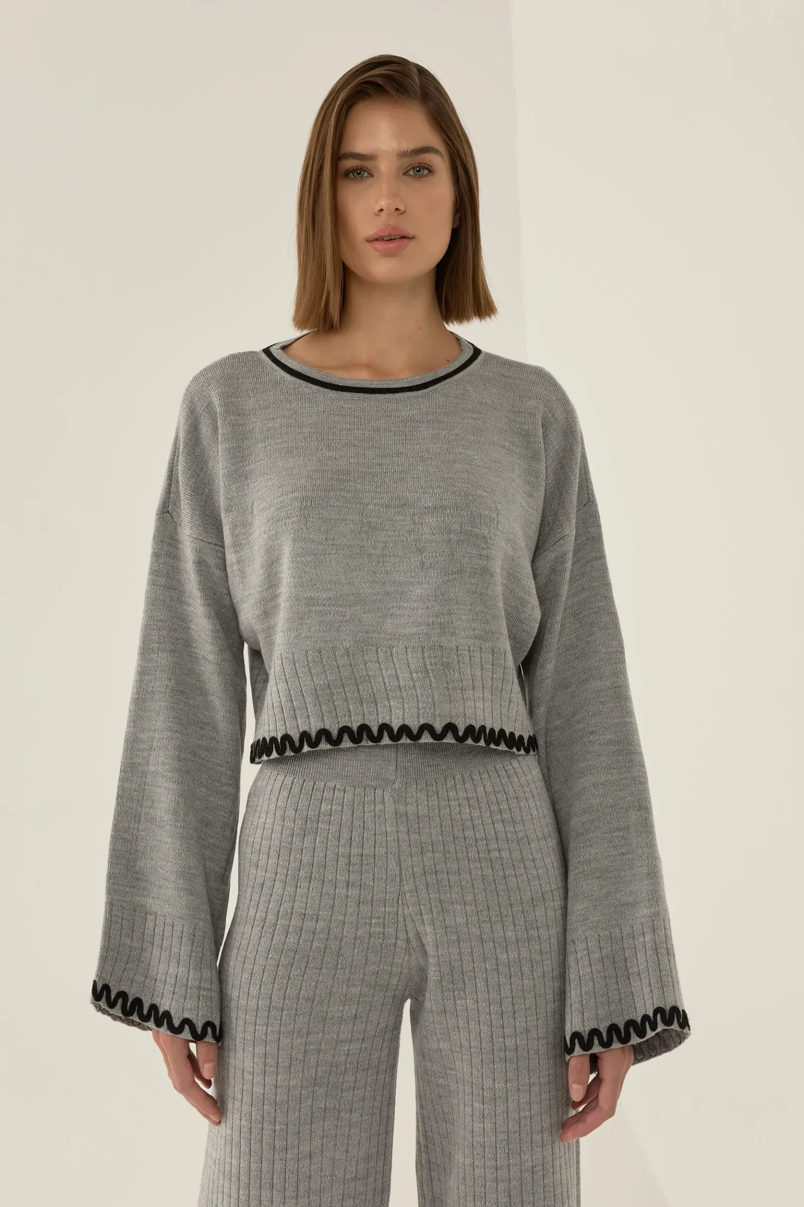Basic Contrast Detailed Knitted Co-ord 2