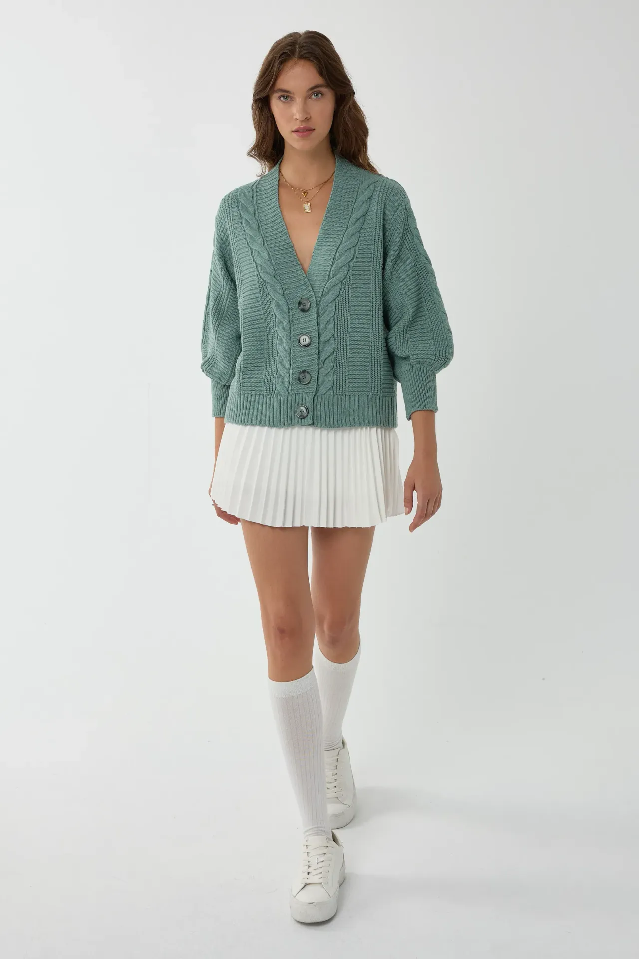 V-Neck Buttoned Cardigan