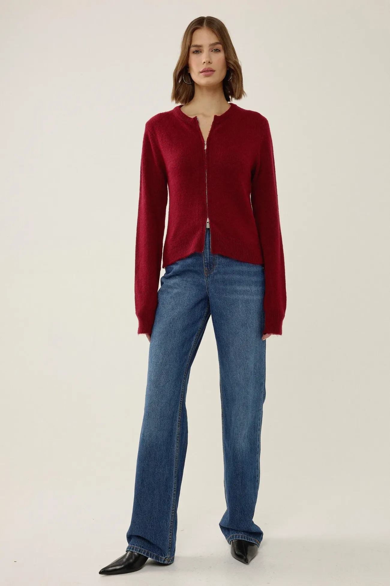 Zippered Knit Cardigan 2