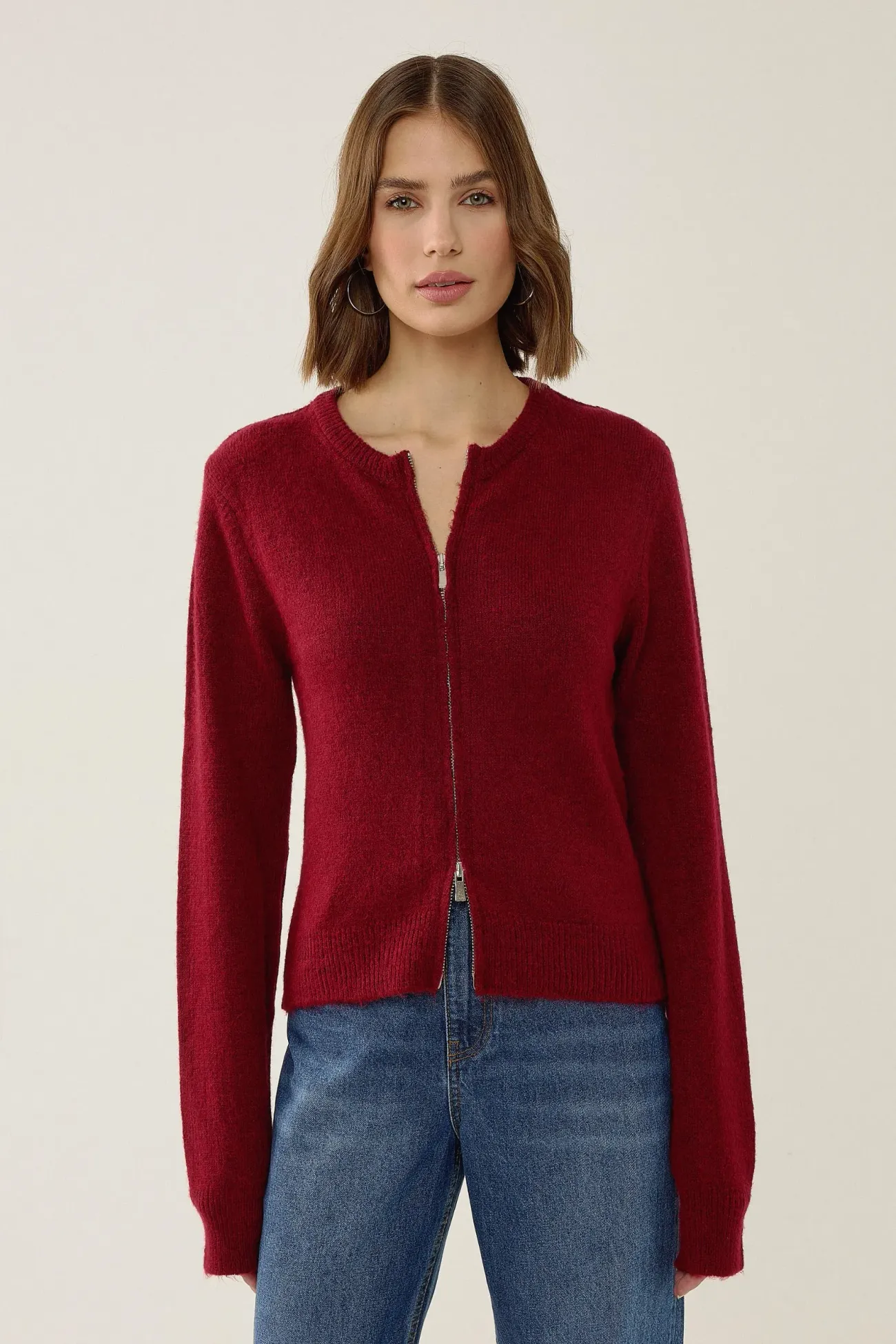 Zippered Knit Cardigan 1