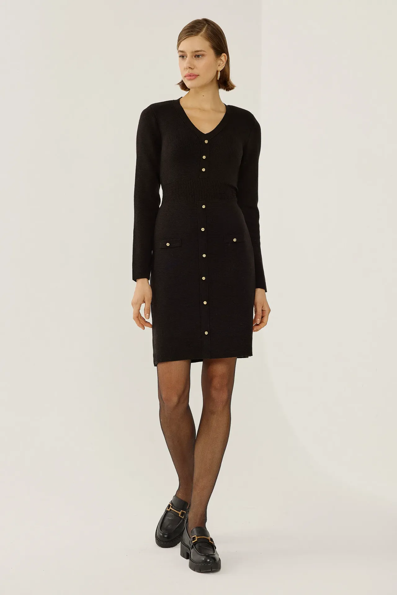 Midi Dress with Button Details