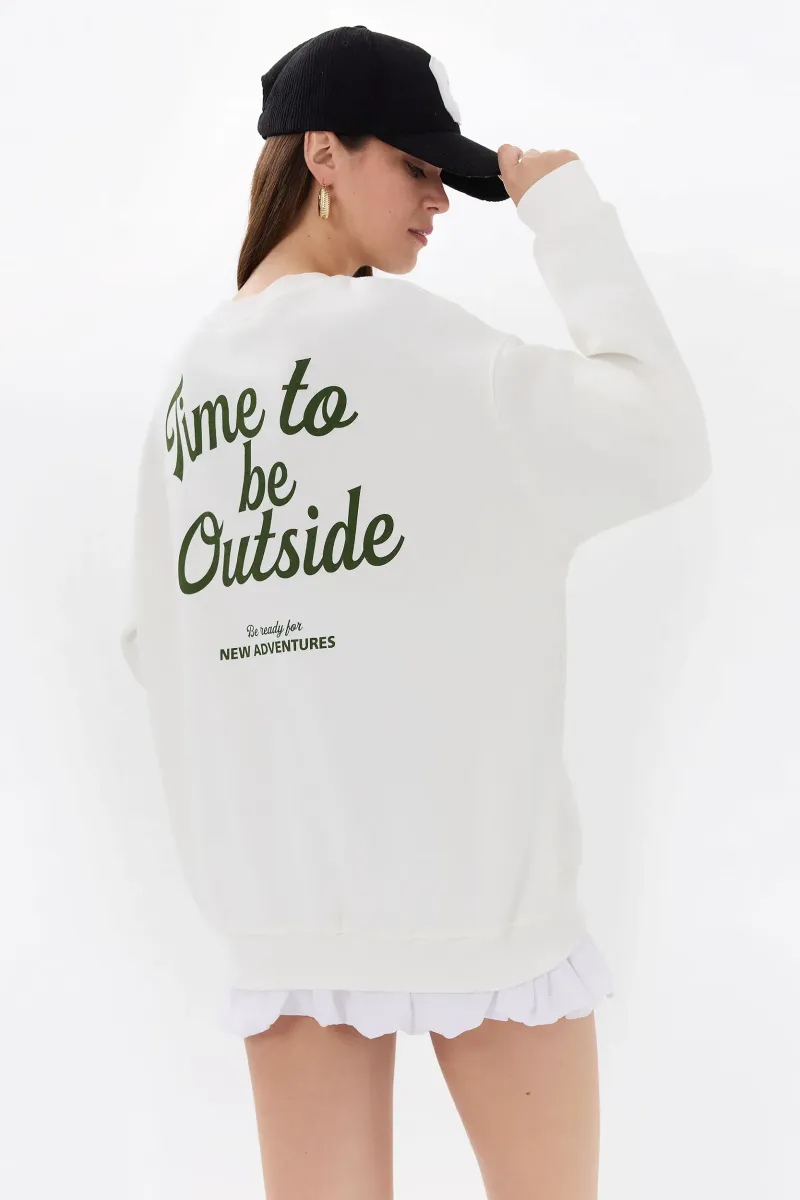 Oversized Back Printed Crew Neck Sweatshirt 1