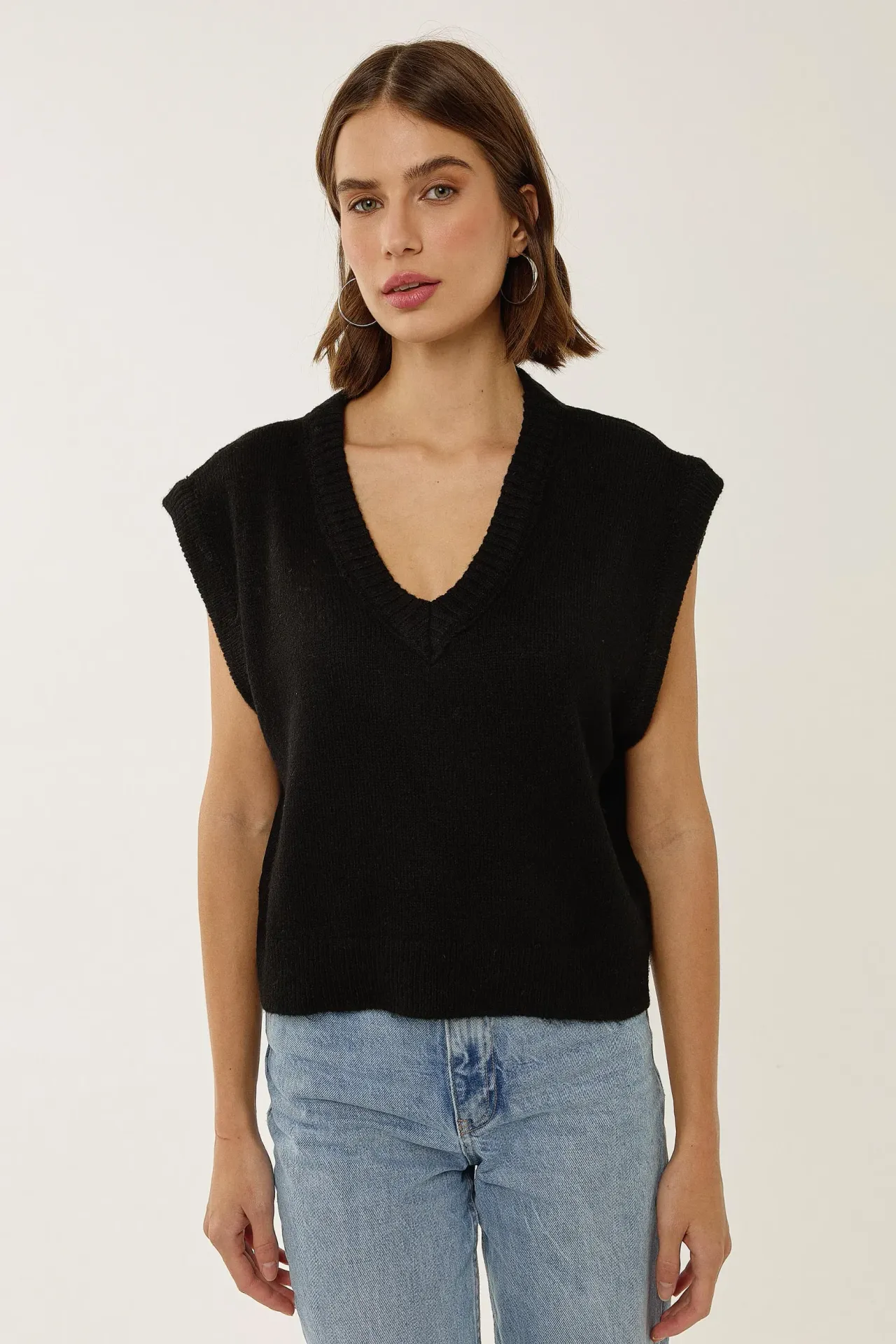 V-Neck Cropped Sweater Vest