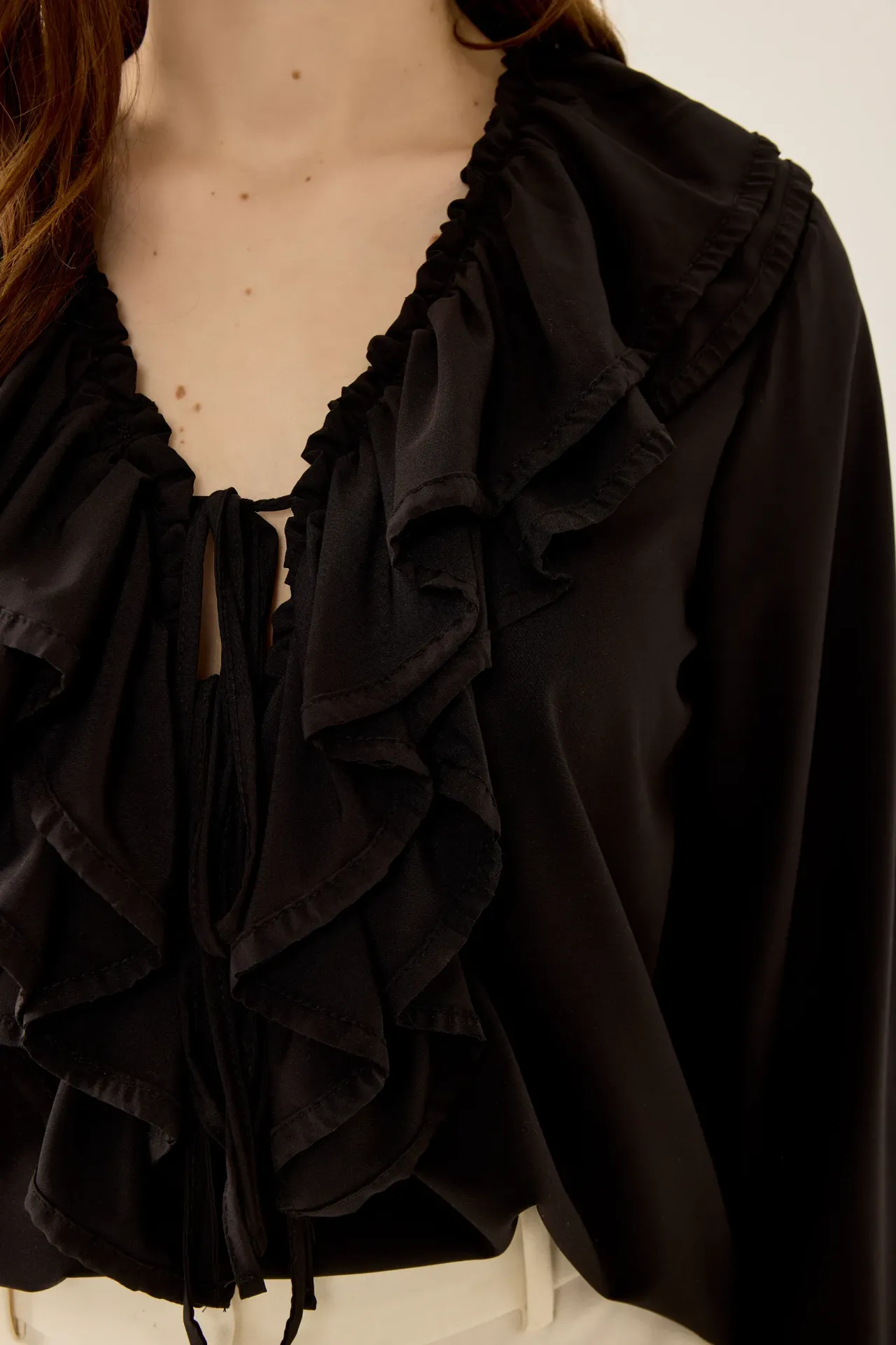 V-Neck Ruffle Blouse