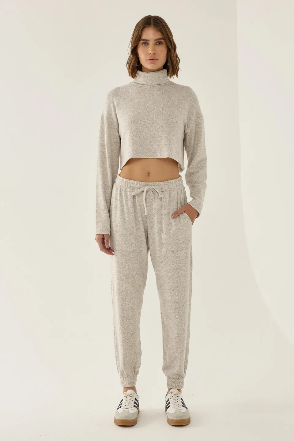 Textured Turtleneck Crop Sweater