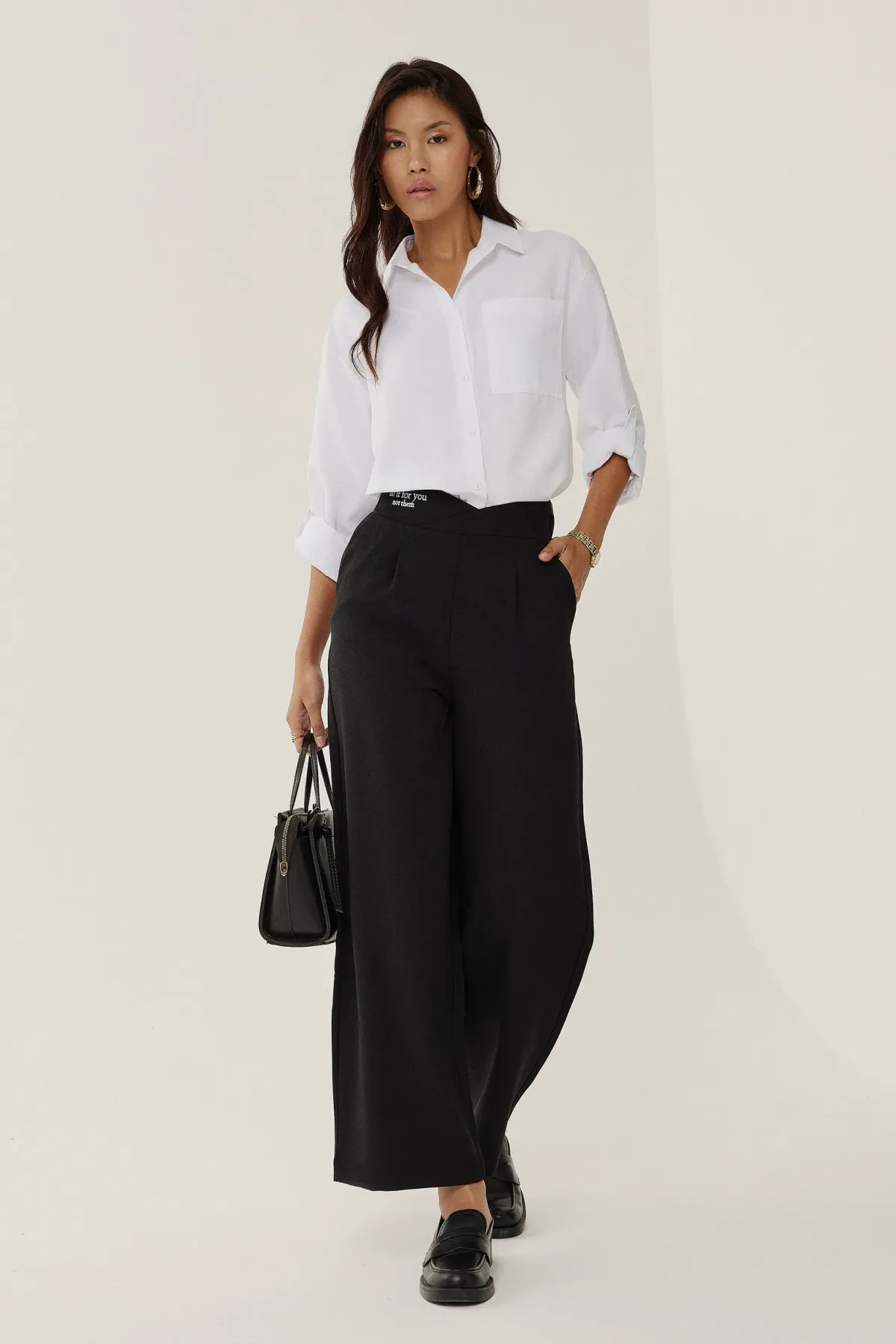 Waist Detailed Straight Leg Pants 2