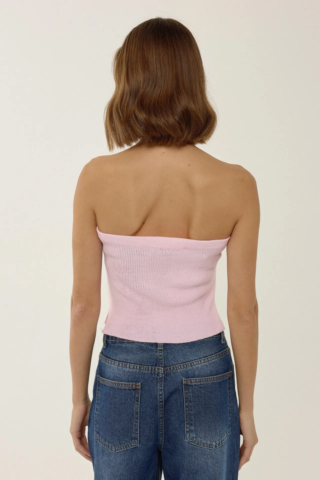 Slim Fit Strapless Knitted Top