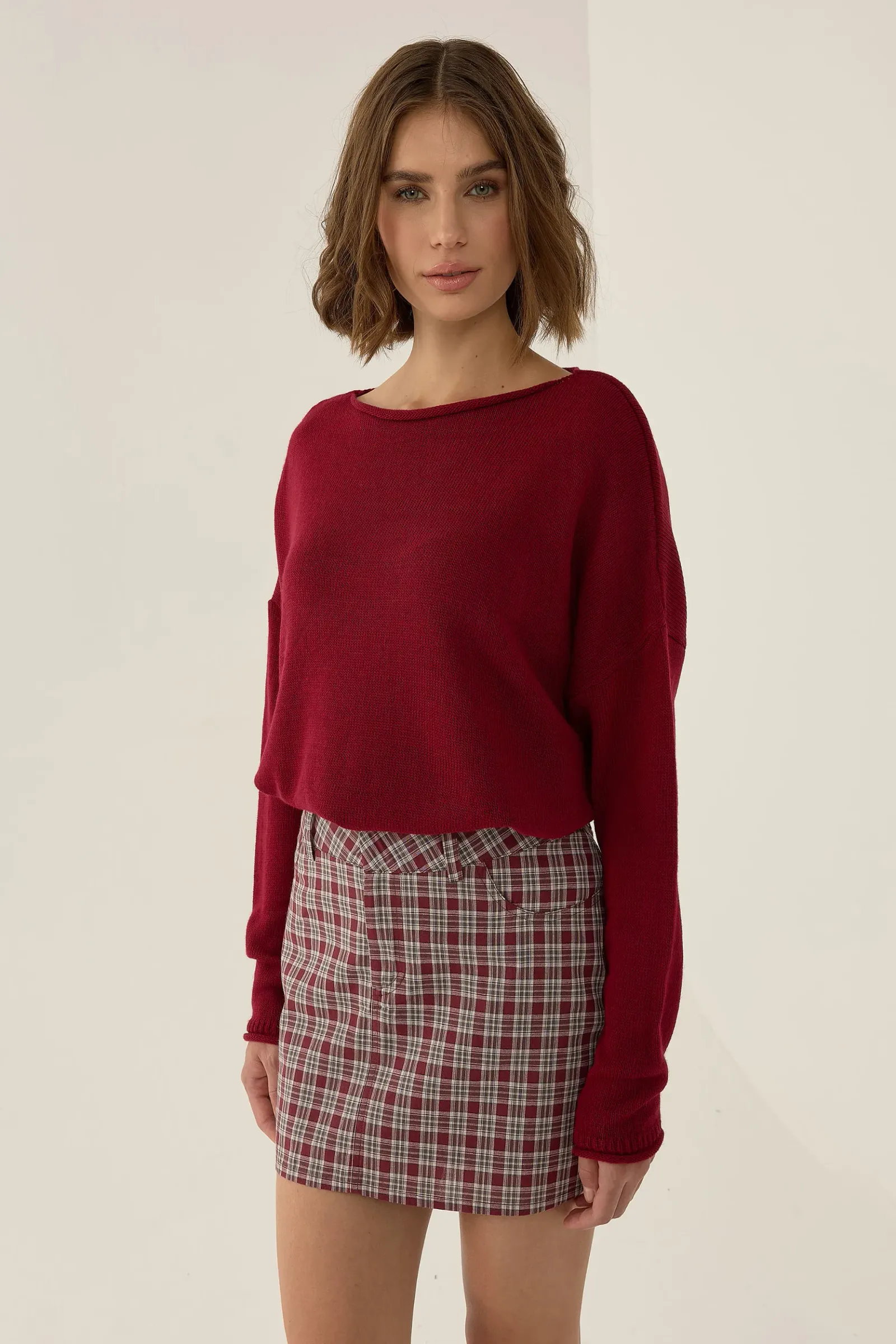 Striped Boat Neck Ribbed Knit Sweater 4