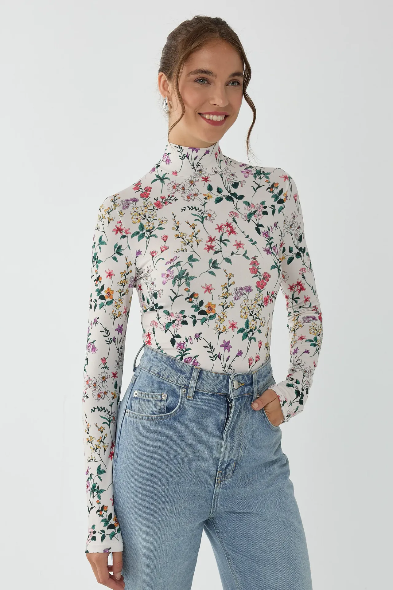 Floral Print Long Sleeve Sweater