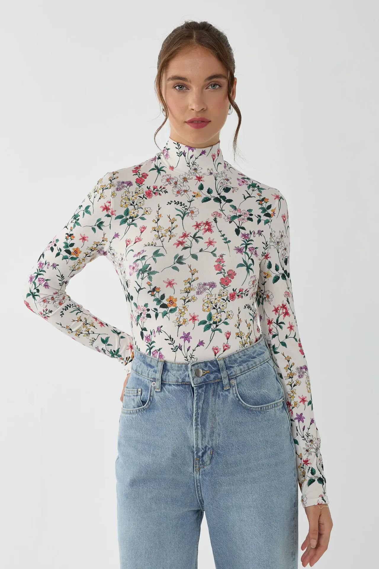 Floral Print Long Sleeve Sweater