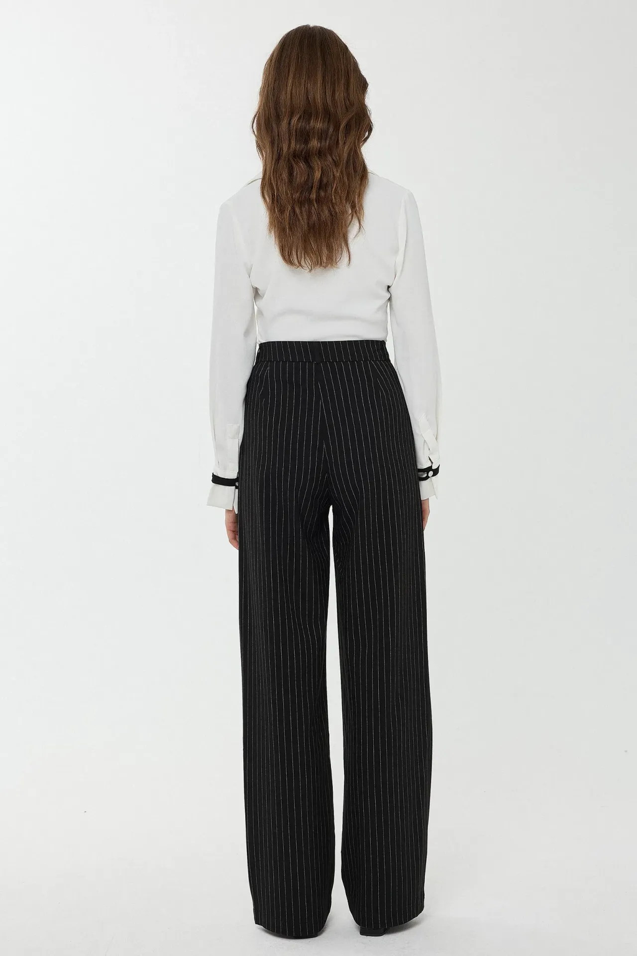 High Waist Striped Straight Leg Pants