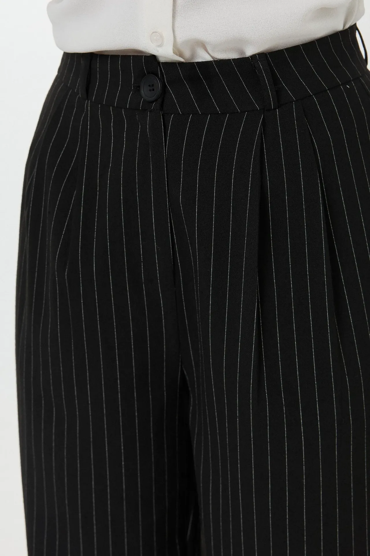 High Waist Striped Straight Leg Pants