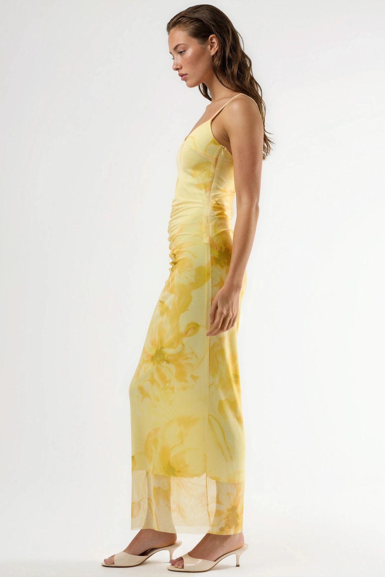 BUSEM Floral Bodycon Midi Dress with Drape 2