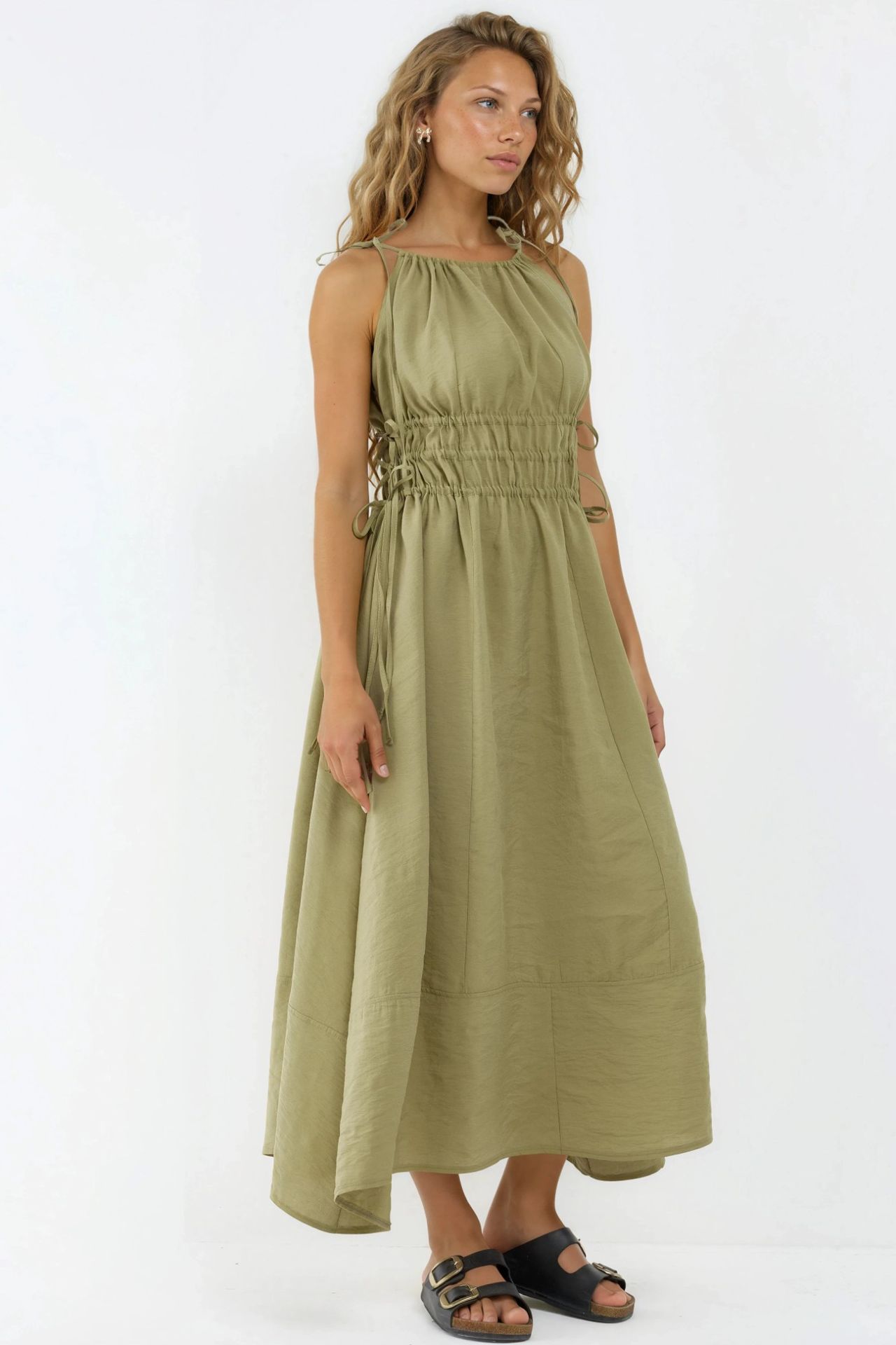 BUSEM Ruched Strap Midi Dress 5