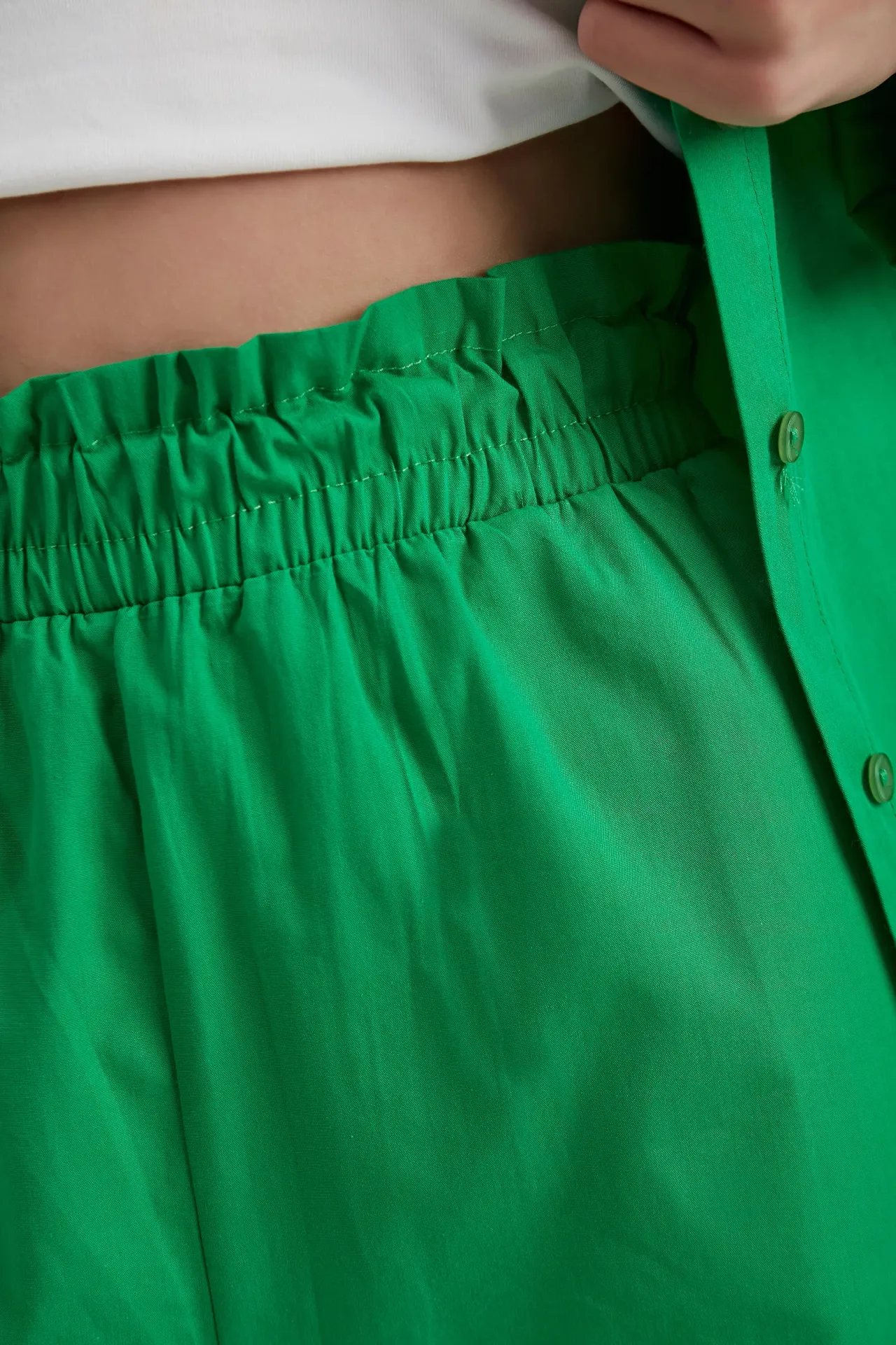 2 Pieces: Oversized Shirt & High Waist Ruched Waistband Shorts