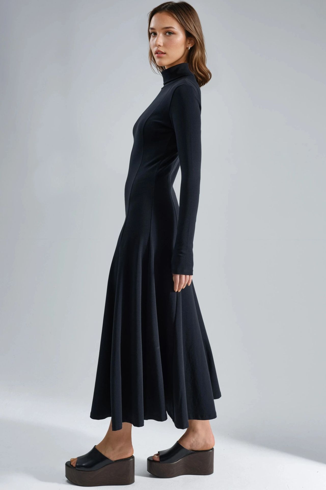 BUSEM Long Sleeve A-Line Midi Dress 3