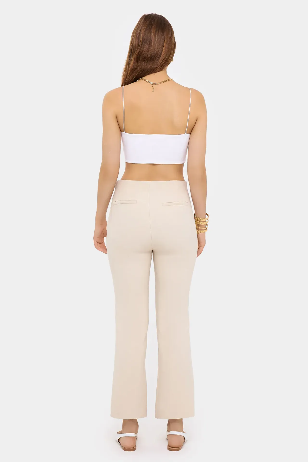 High-Waist Straight-Leg Trousers with Zip Detail