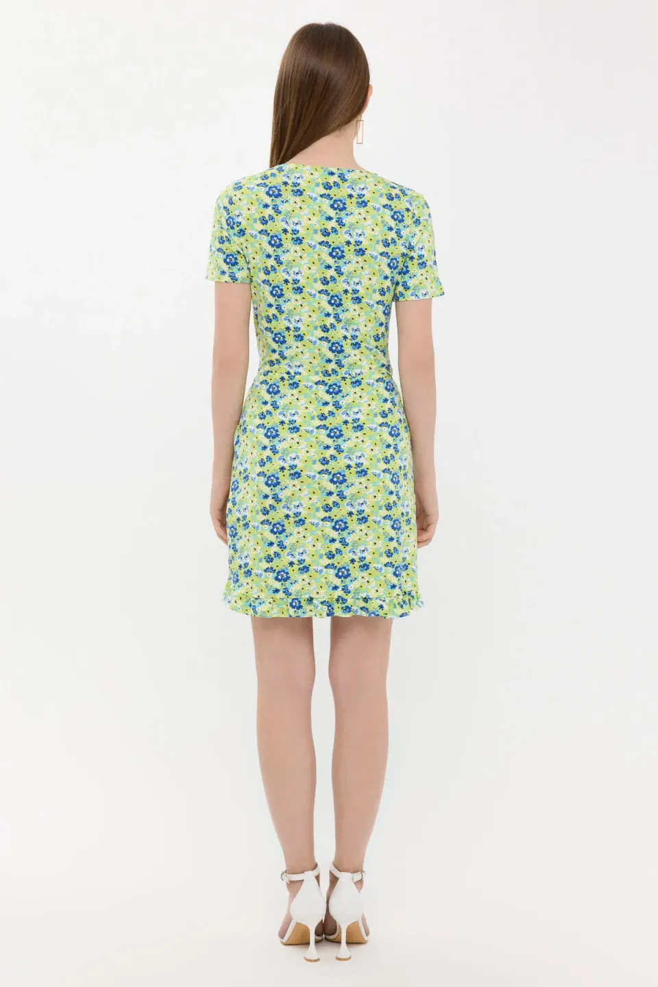 Floral Surplice-Neck Ruffled Mini Dress