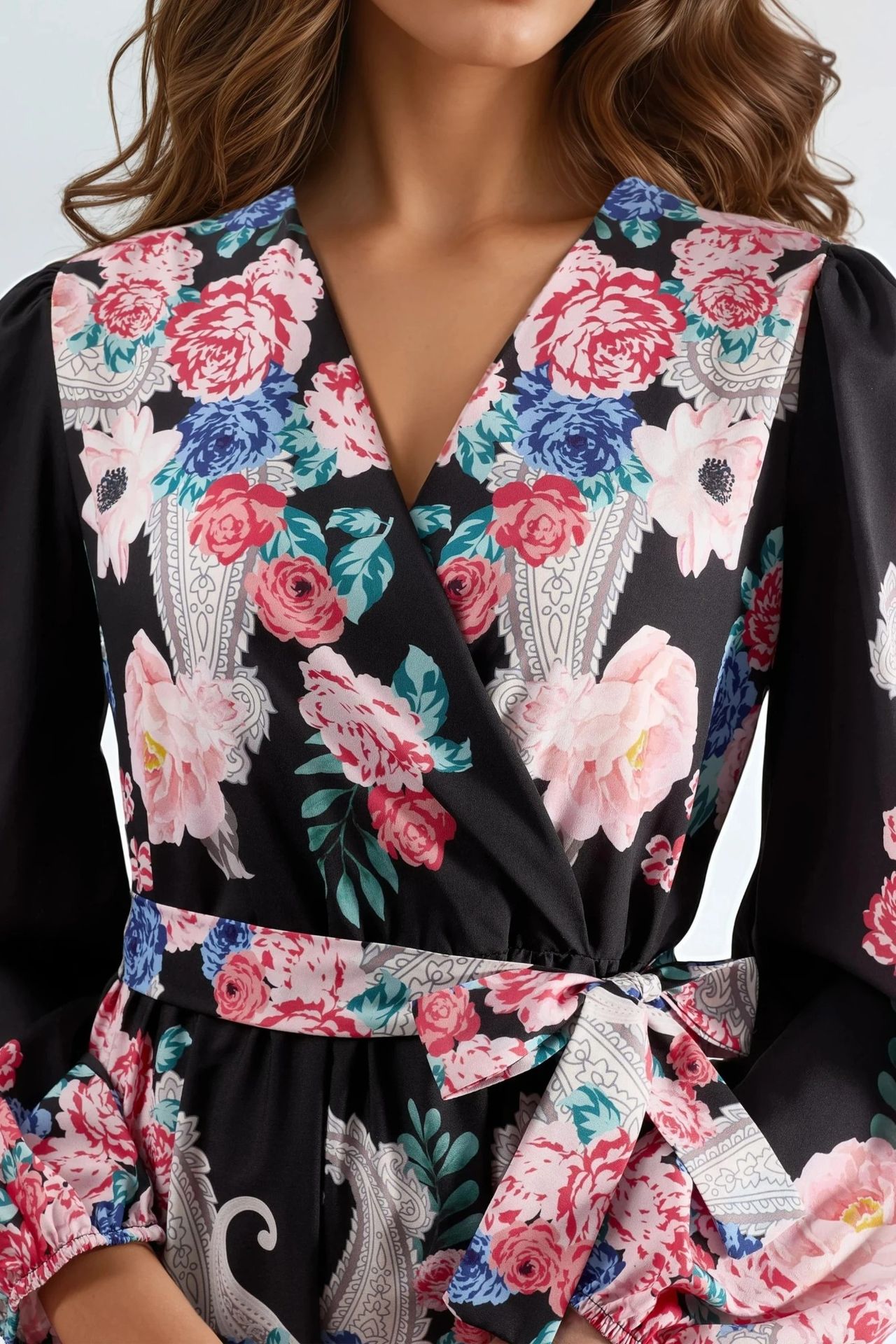 MSN Floral V-Neck Maxi Dress with Tie Detail 5