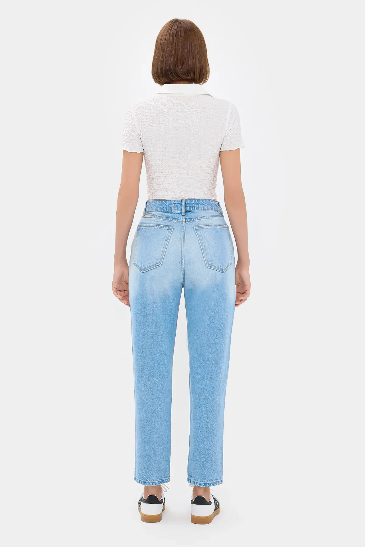 Faded High Waist Straight Leg Jeans