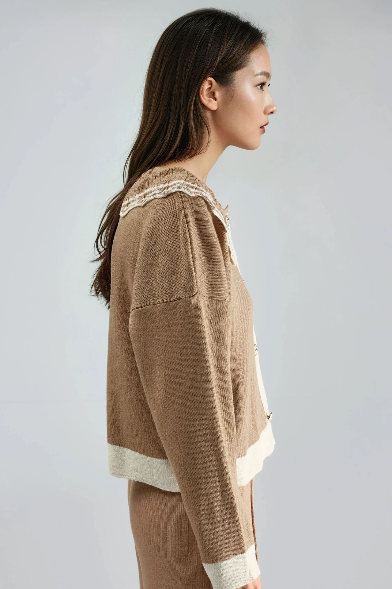 MY FASHION Button-Up Baby Collar Knit Sweater 2