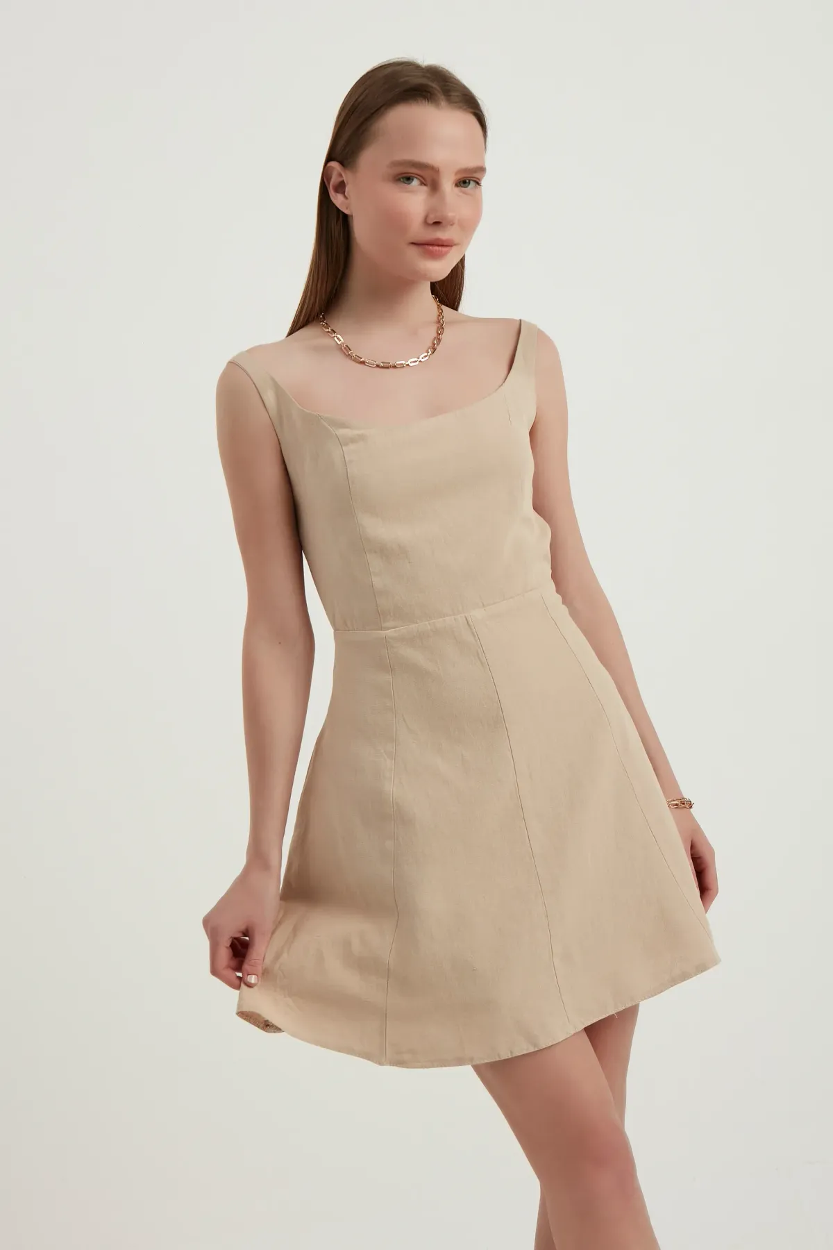 Square Neck Backless Mini Dress 2