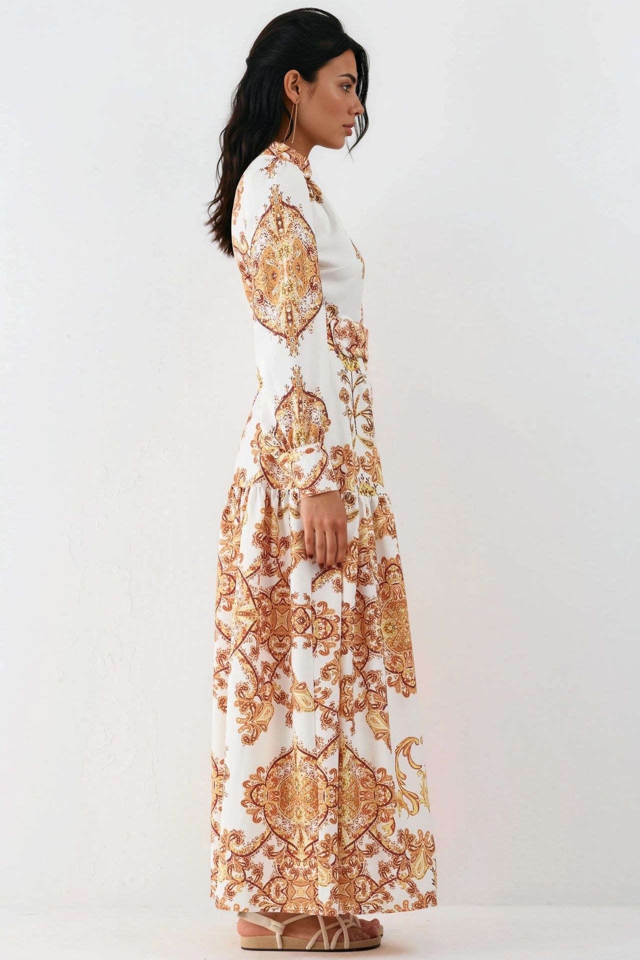 MSN Belted Paisley Print Maxi Shirt Dress 4