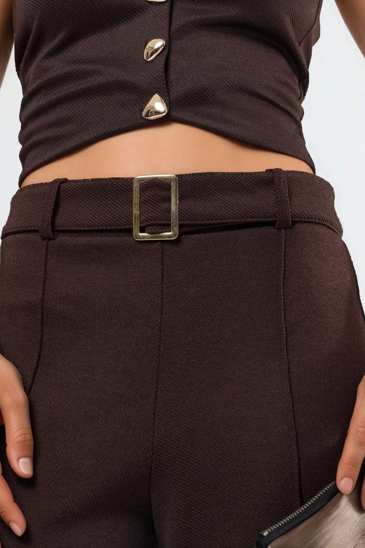 BUSEM High Waist Belted Straight Leg Pants 5
