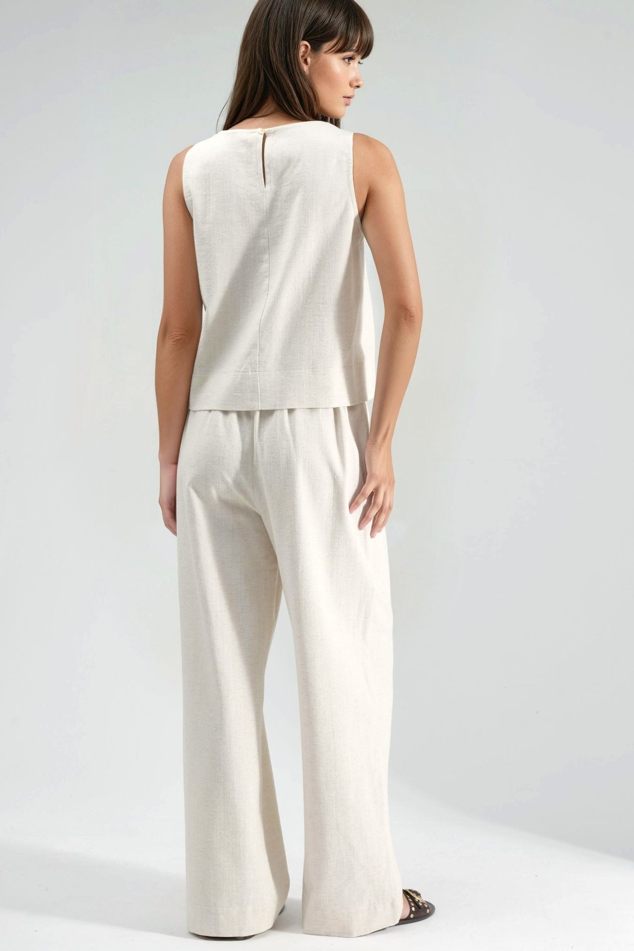 Linen Sleeveless Blouse & Pocketed Pants Set 3