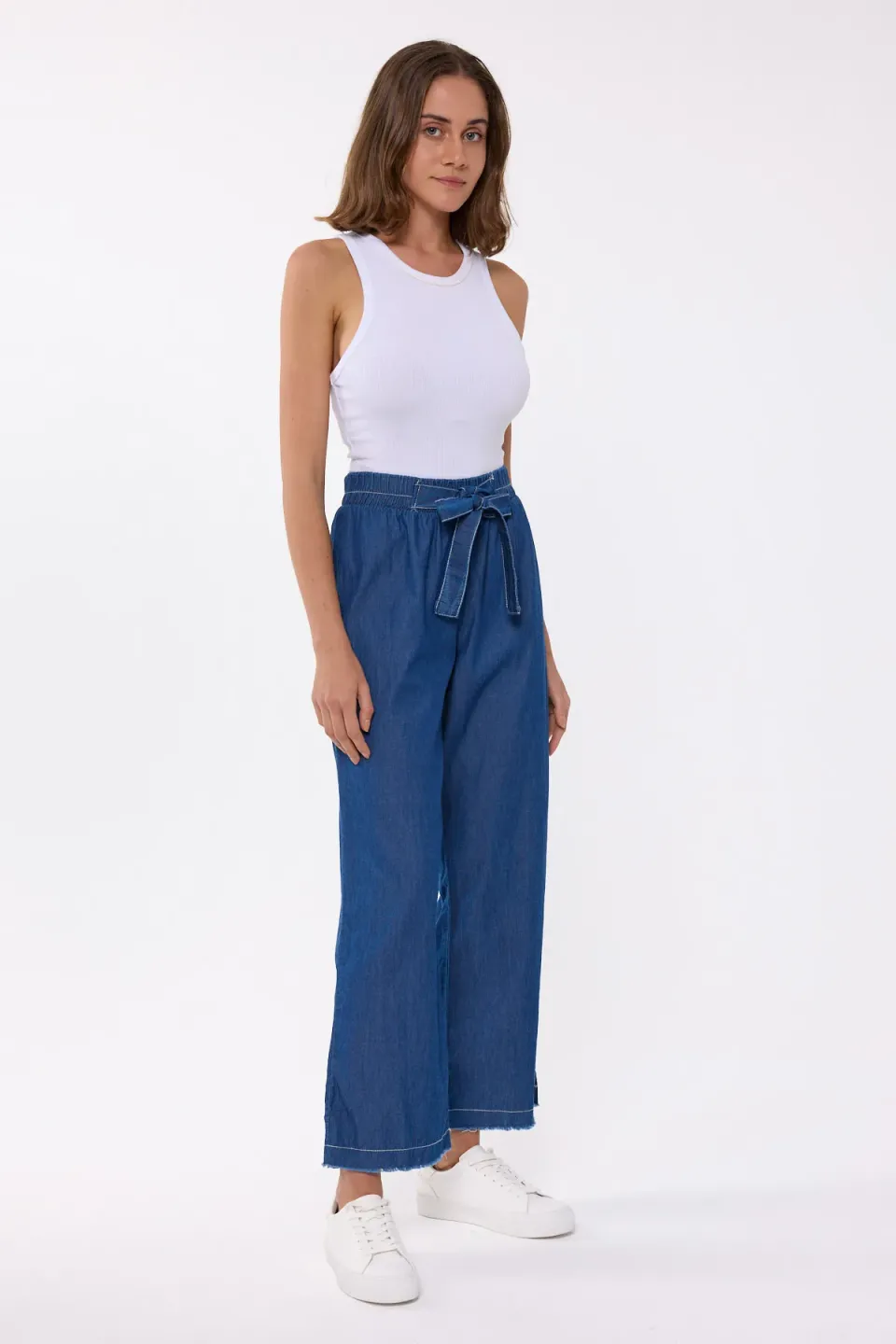 High-Waisted Flare Jeans with Ribbon Belt