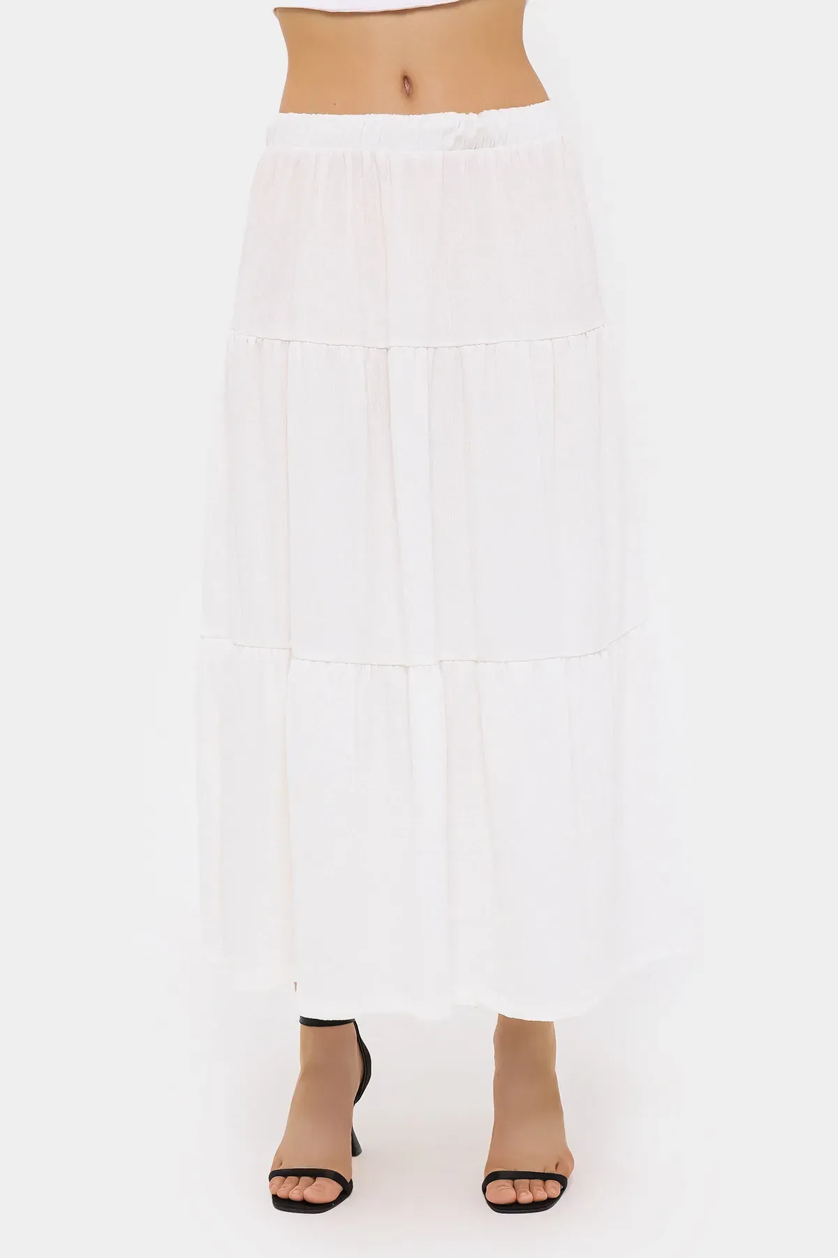 Tiered Maxi Skirt with Elastic Waist 3