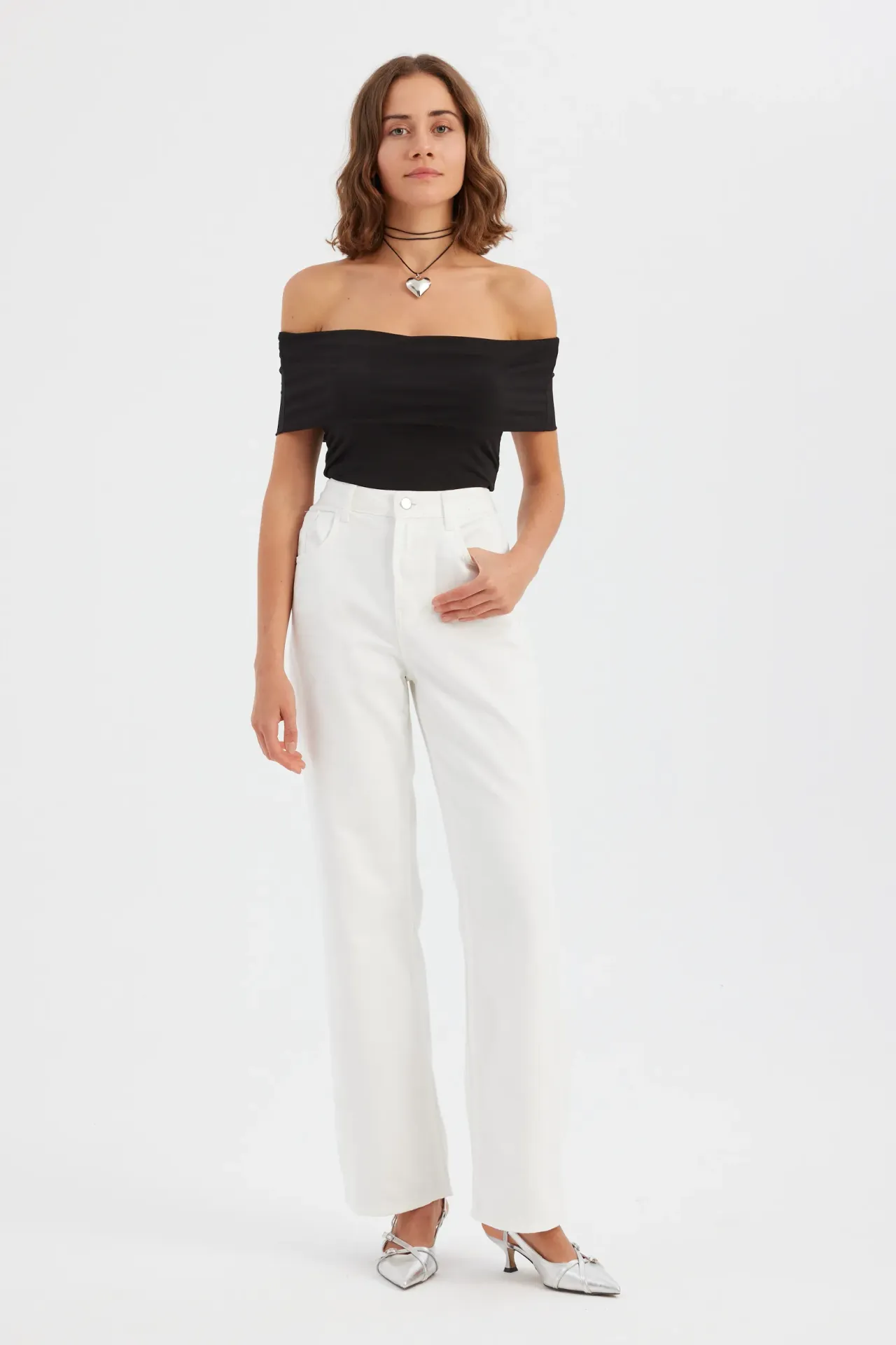 Off-Shoulder Ruched Bodycon Crop Top