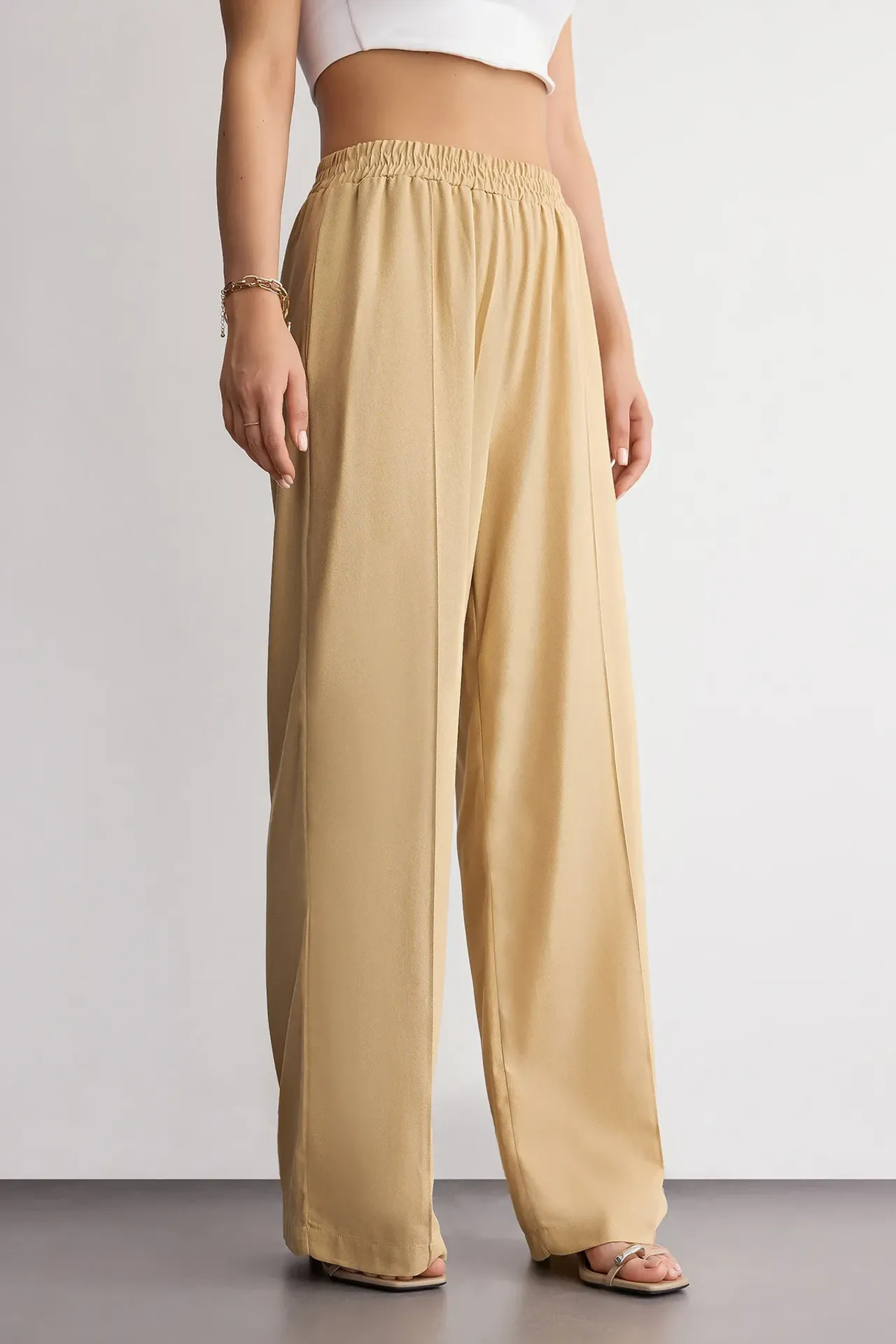 Wide-Leg High-Waist Cotton Trousers