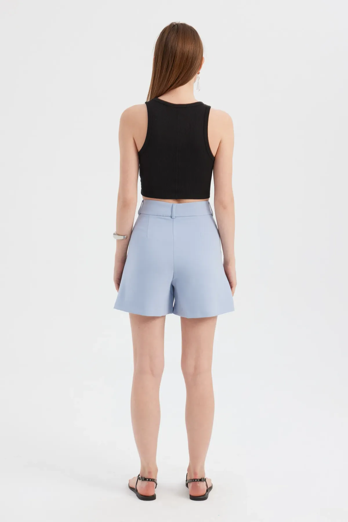 Pleated High Waist Wide-Leg Shorts 4