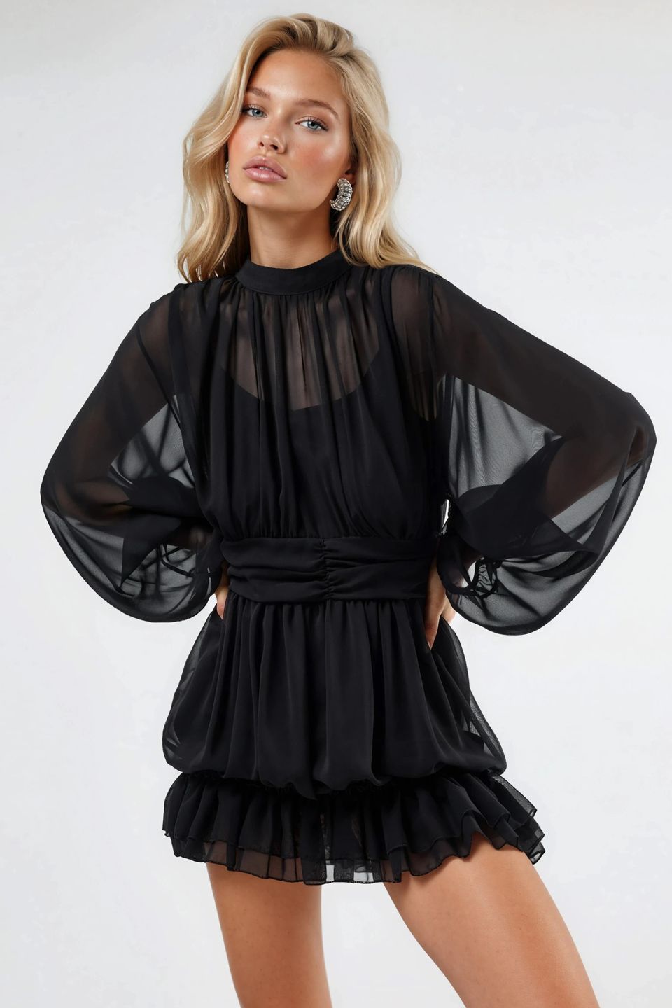 waterfall back satin mini dress Waterfall Back Satin Mini Dress