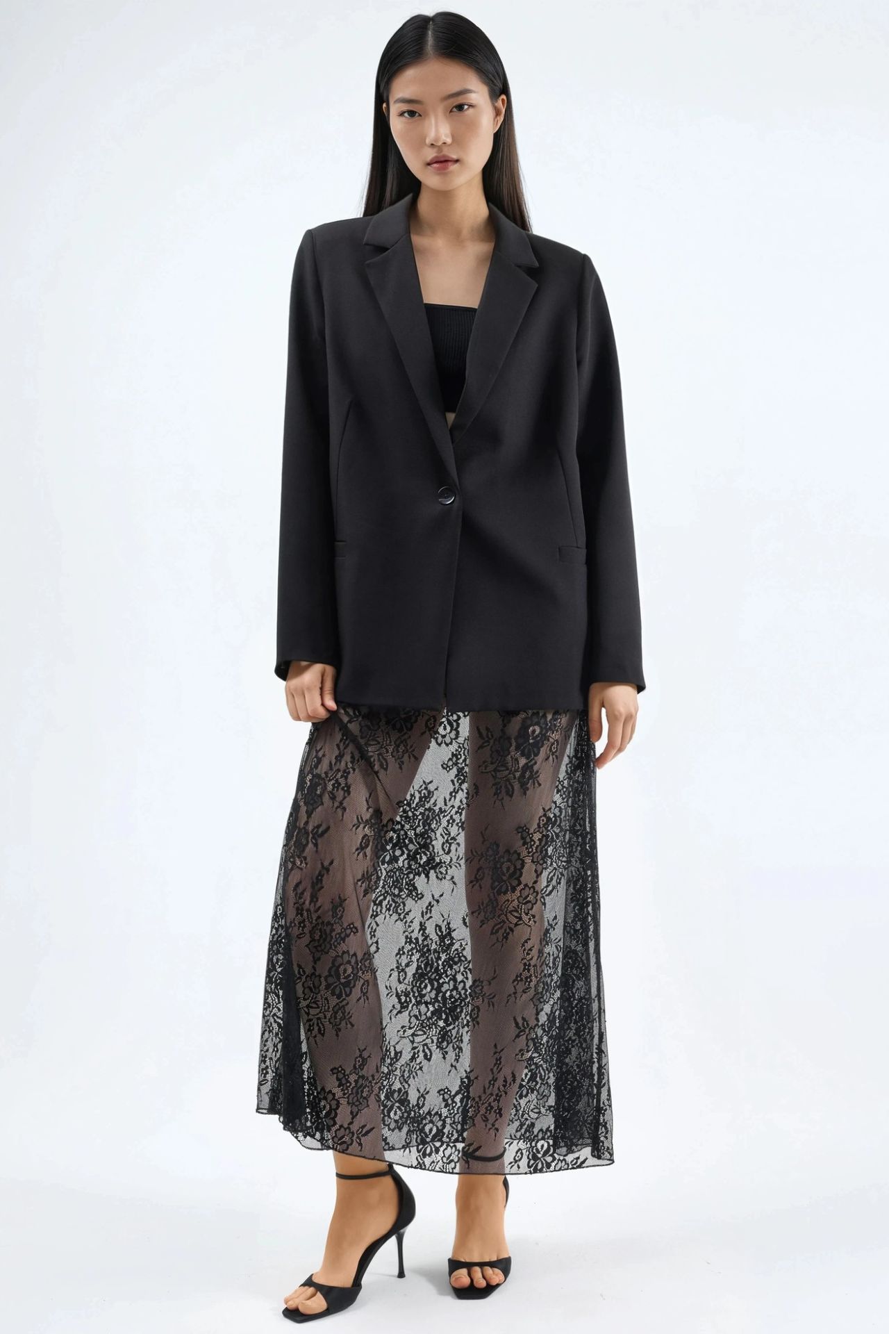 High Waist Lace Maxi Skirt 2