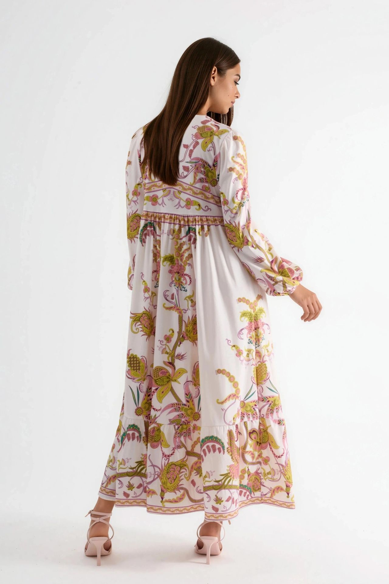 MSN Belted Printed Maxi Dress with V-Neck 4