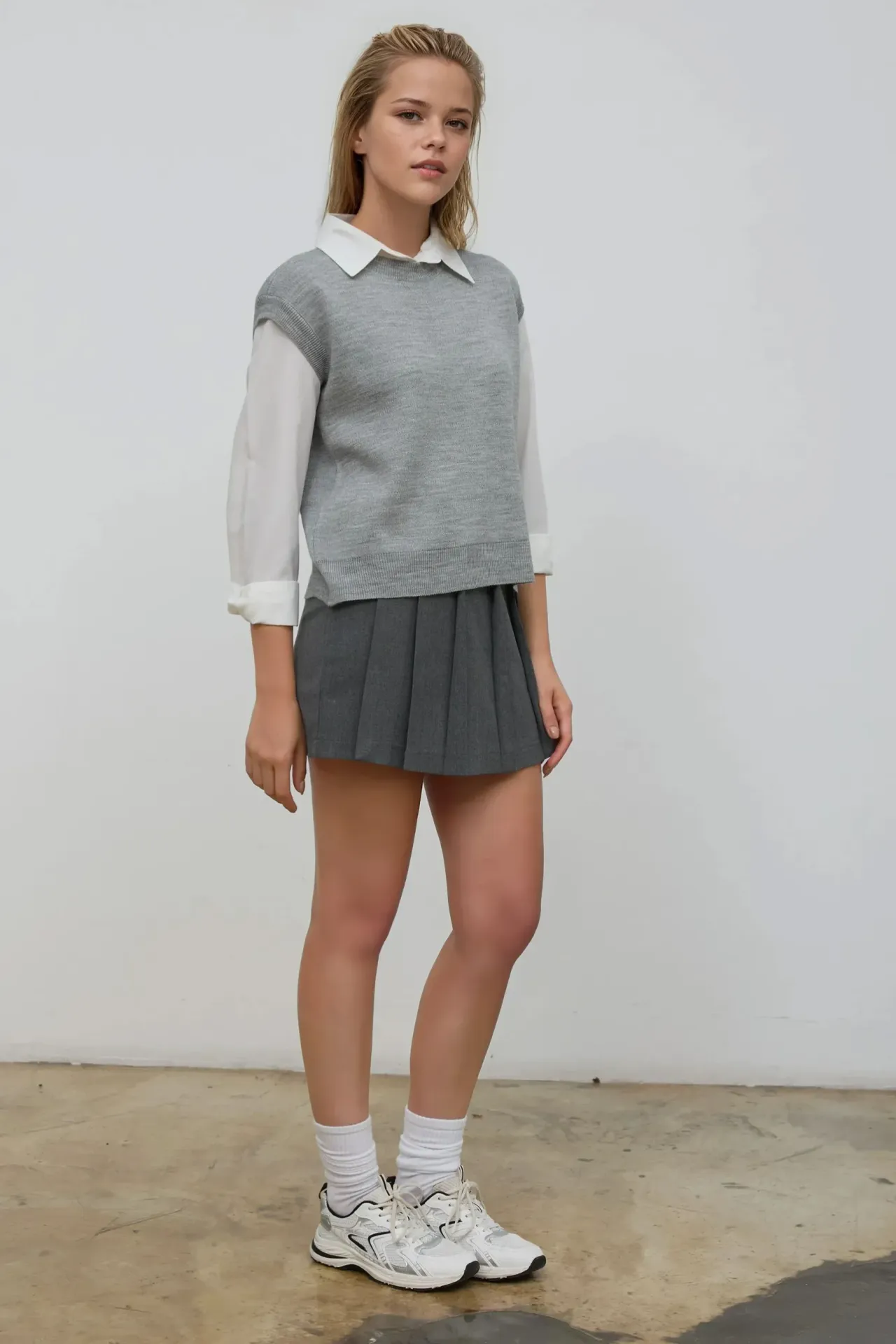 Crew Neck Sweater Vest 2