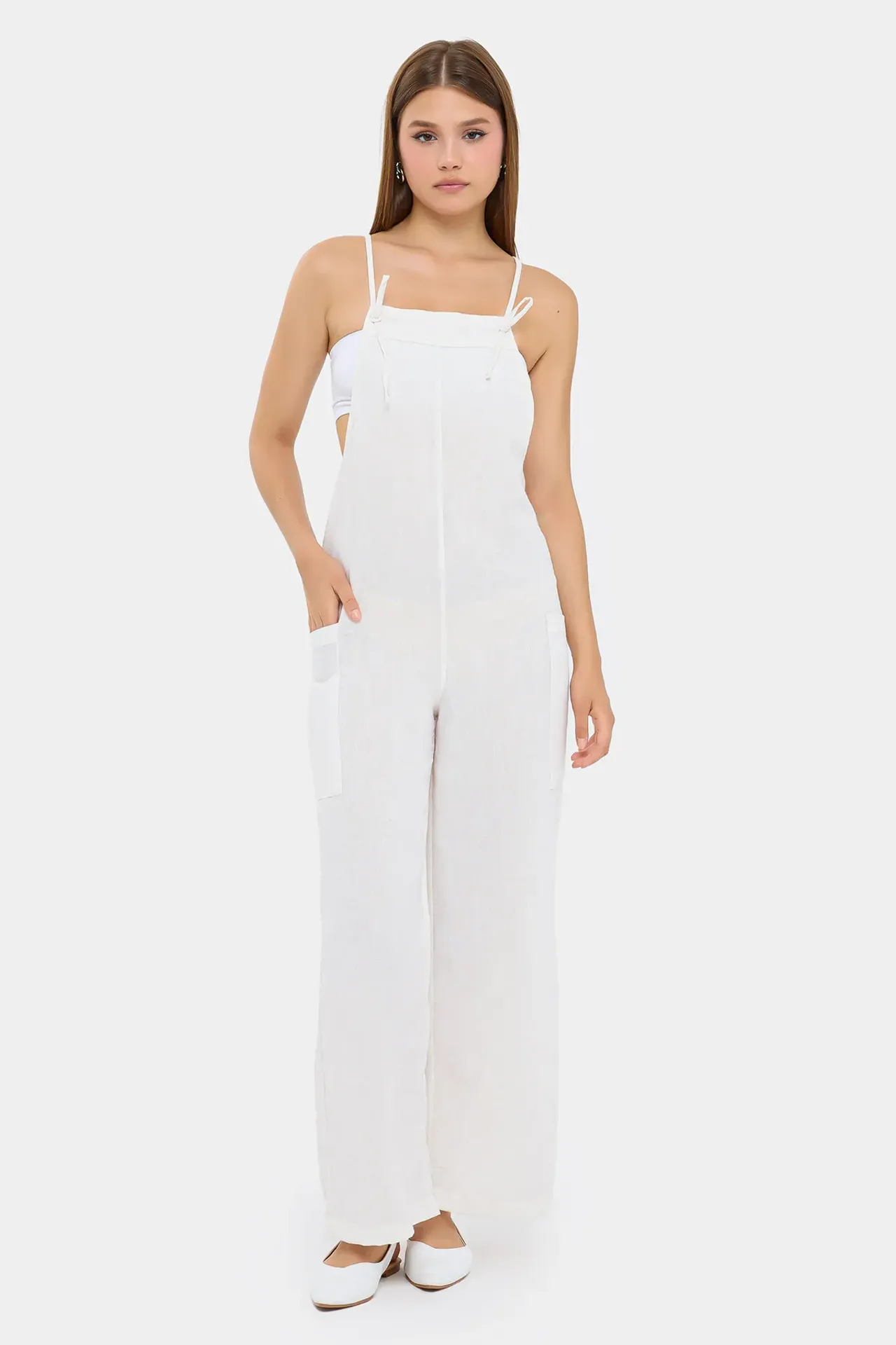 Wide-Leg Jumpsuit with Tie Detail