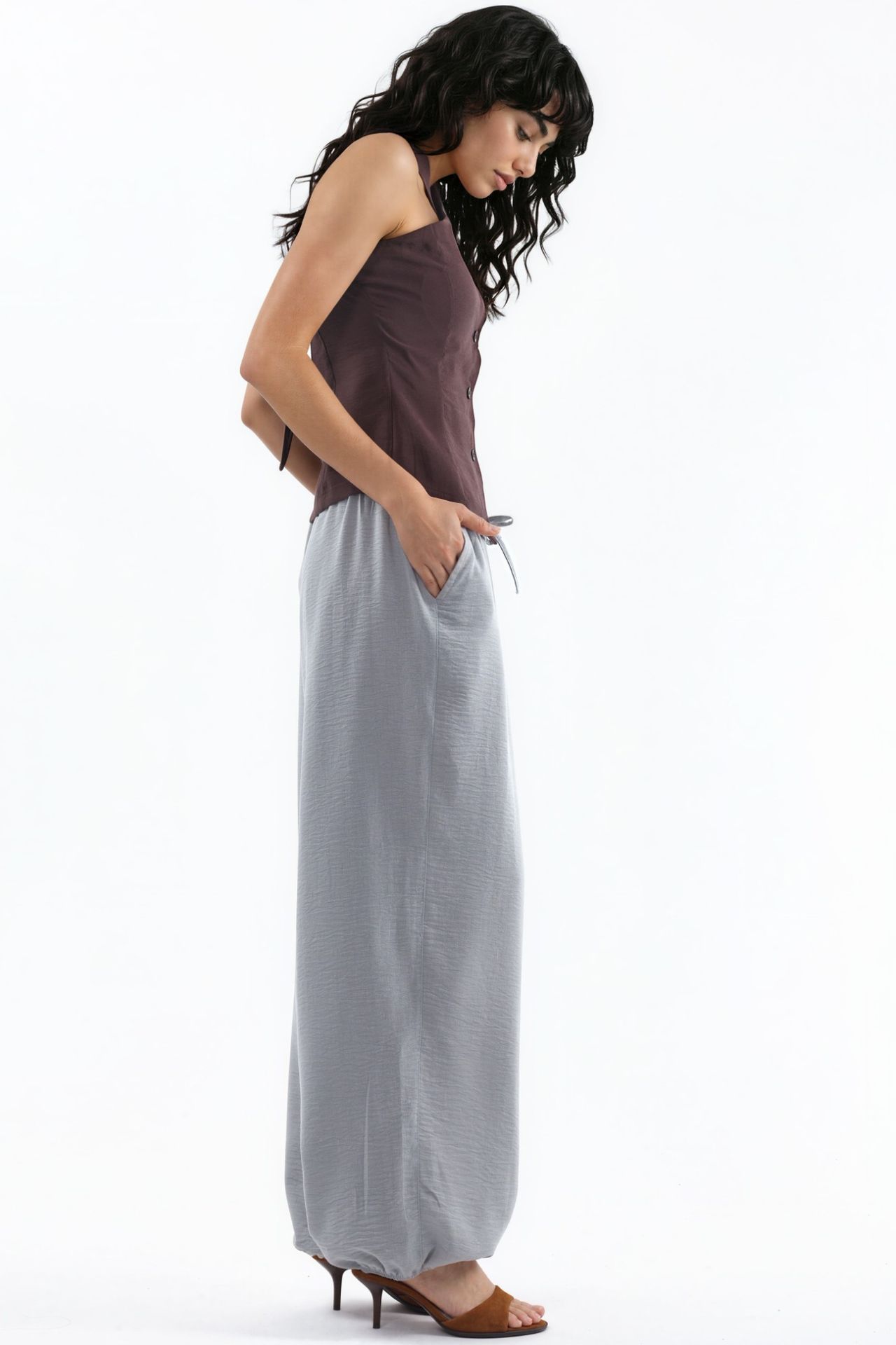BUSEM Wide-Leg Woven Trousers with Drawstring Waist 3