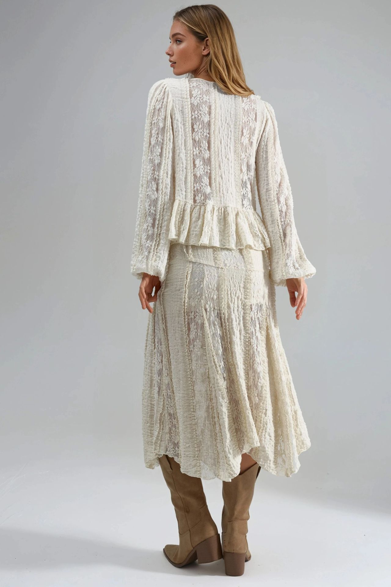 BUSEM High Waist Lace A-Line Midi Skirt 5