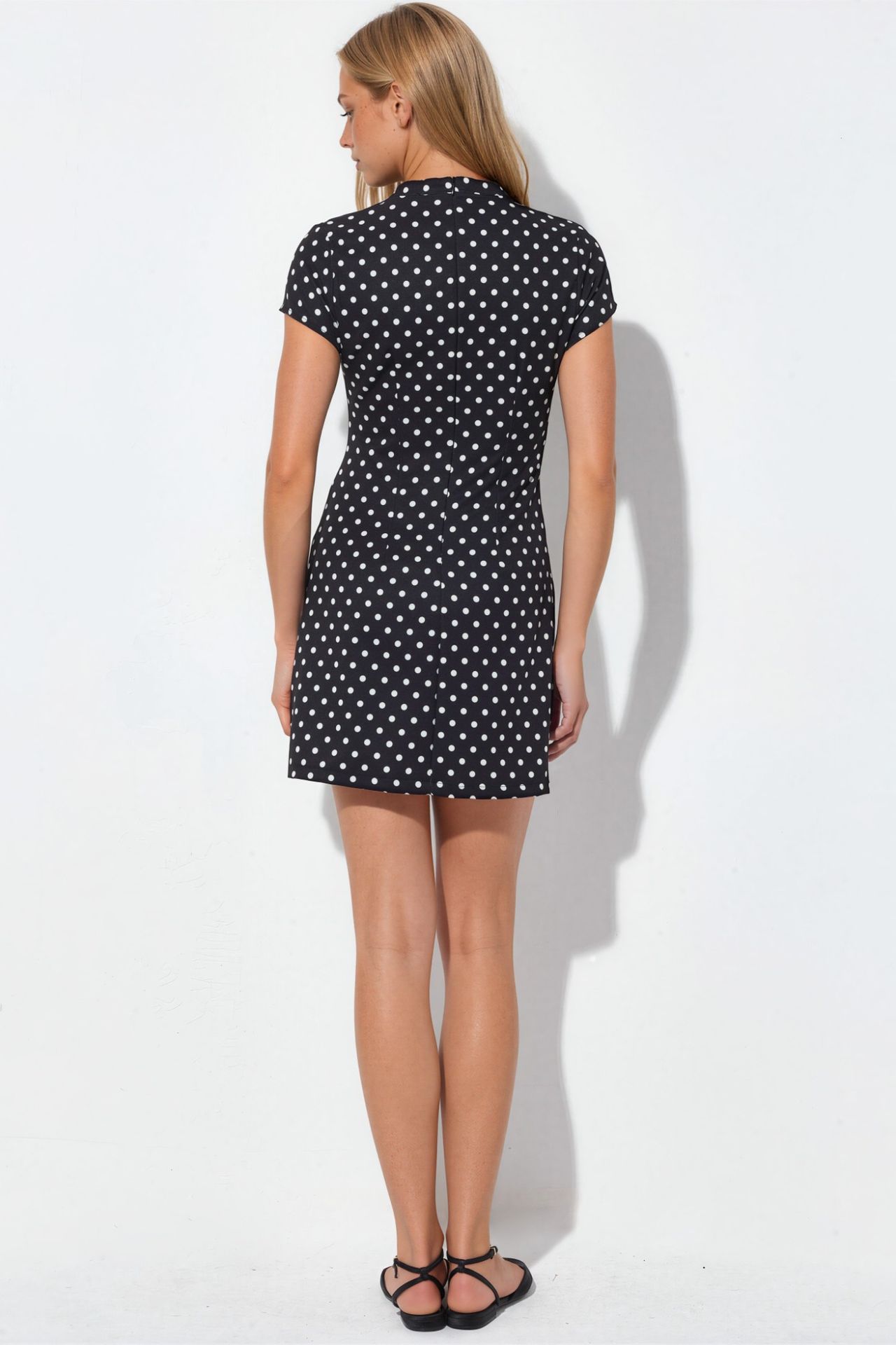 U-Neck Polka Dot Mini Woven Dress 3